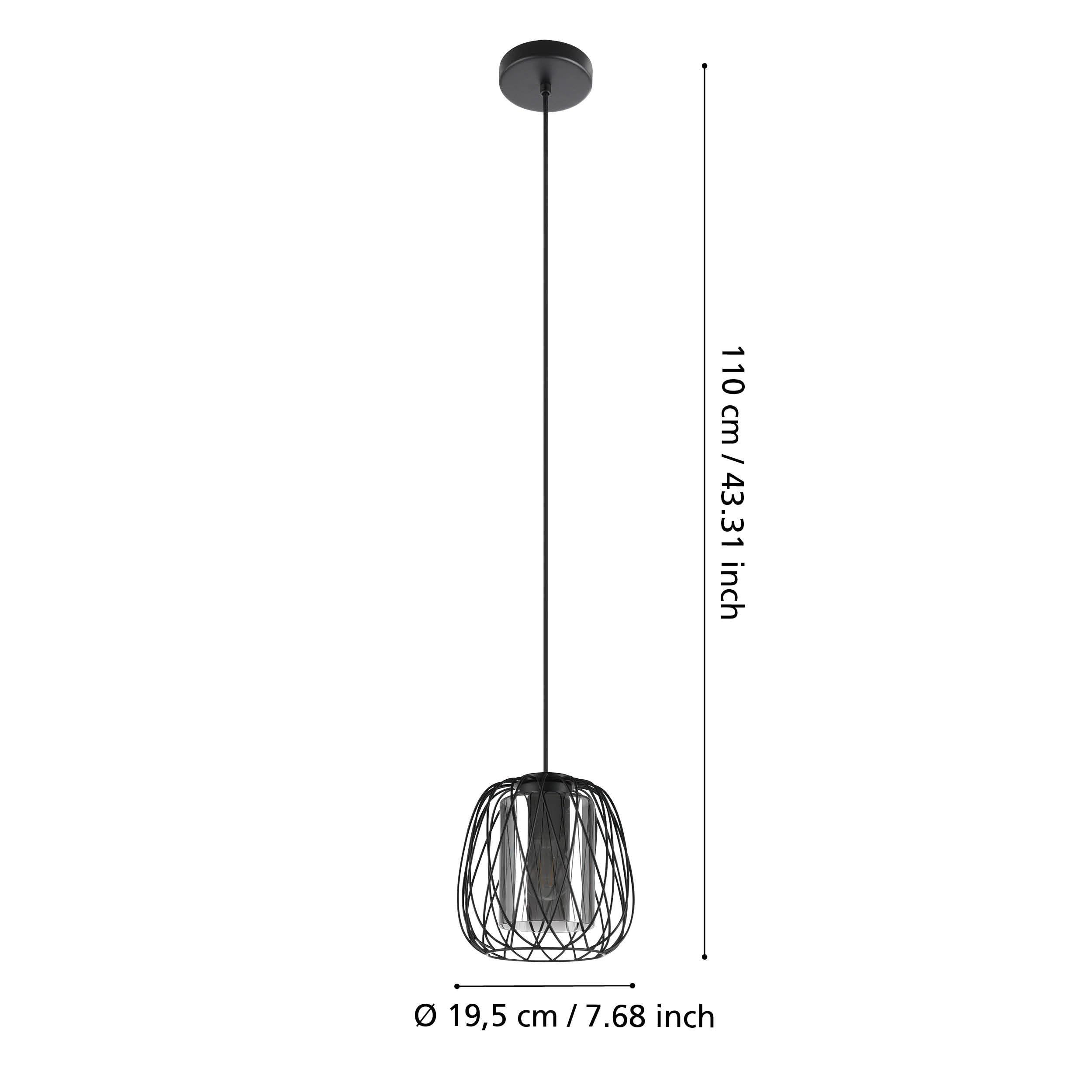 eglo-floresta-pendelleuchte-e27-schwarz-mit-rauchglas-19-5-cm-h-he-110-cm image 5
