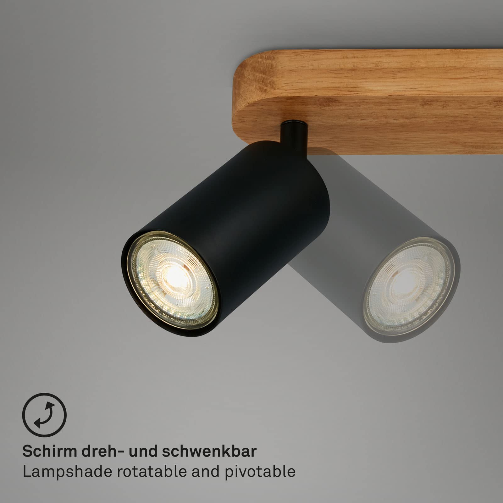 briloner-2922-025-deckenlampe-retro-2-flammig-schwarz-holz-gu10-spot image 3