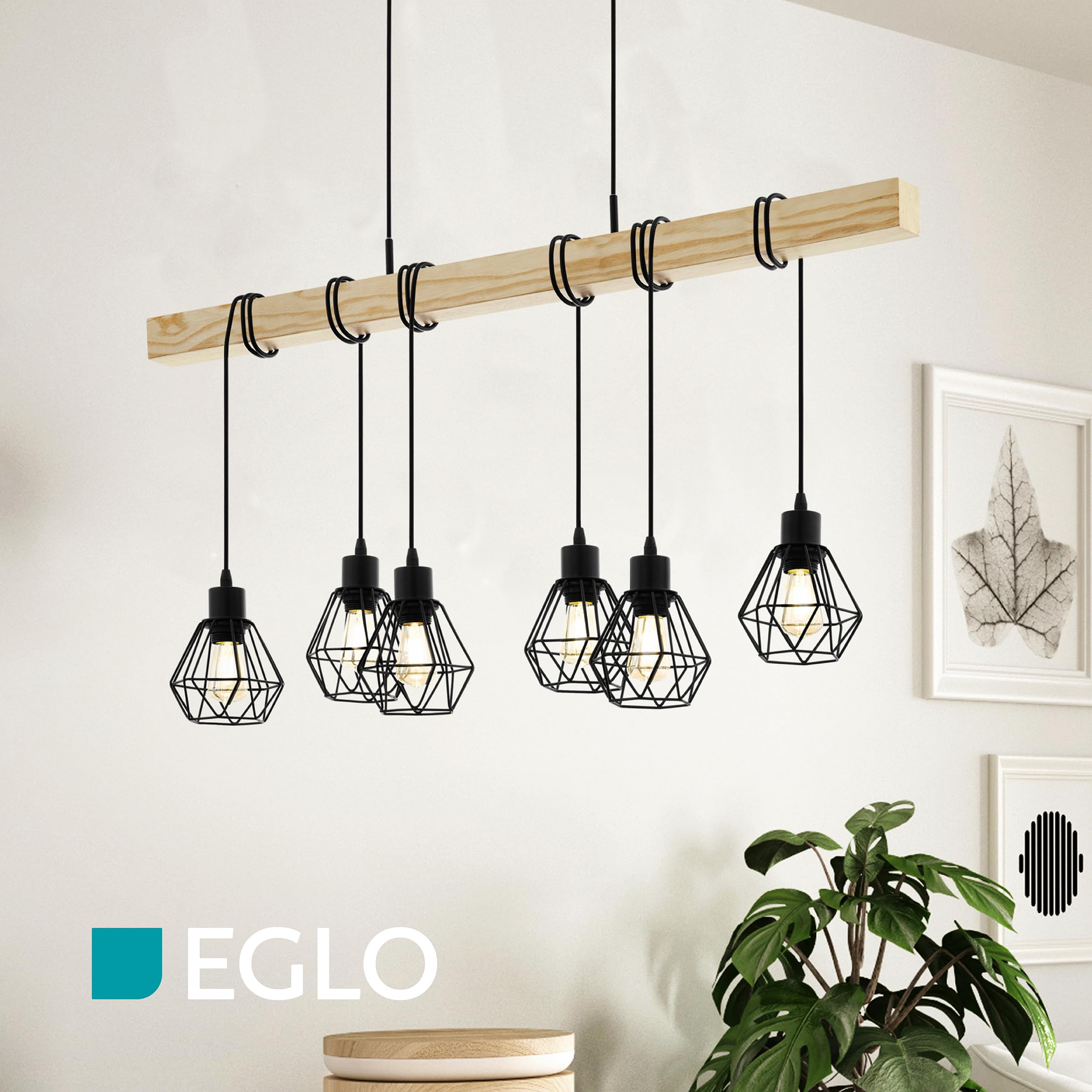 eglo-townshend-5-pendellampe-6-flammig-vintage-schwarz-braun image 3