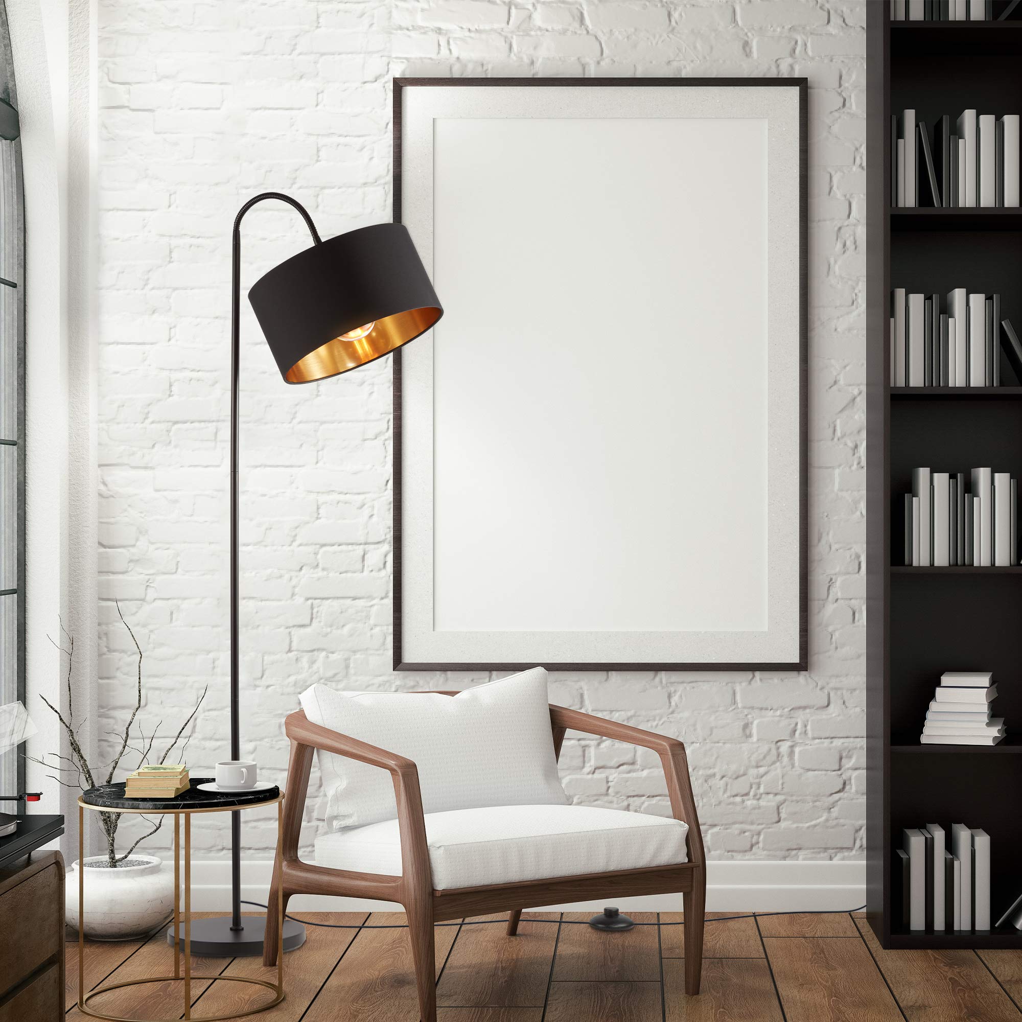 b-k-licht-stehlampe-vintage-bogenlampe-schwenkbar-mit-fussschalter-stoffschirm-2 image 6