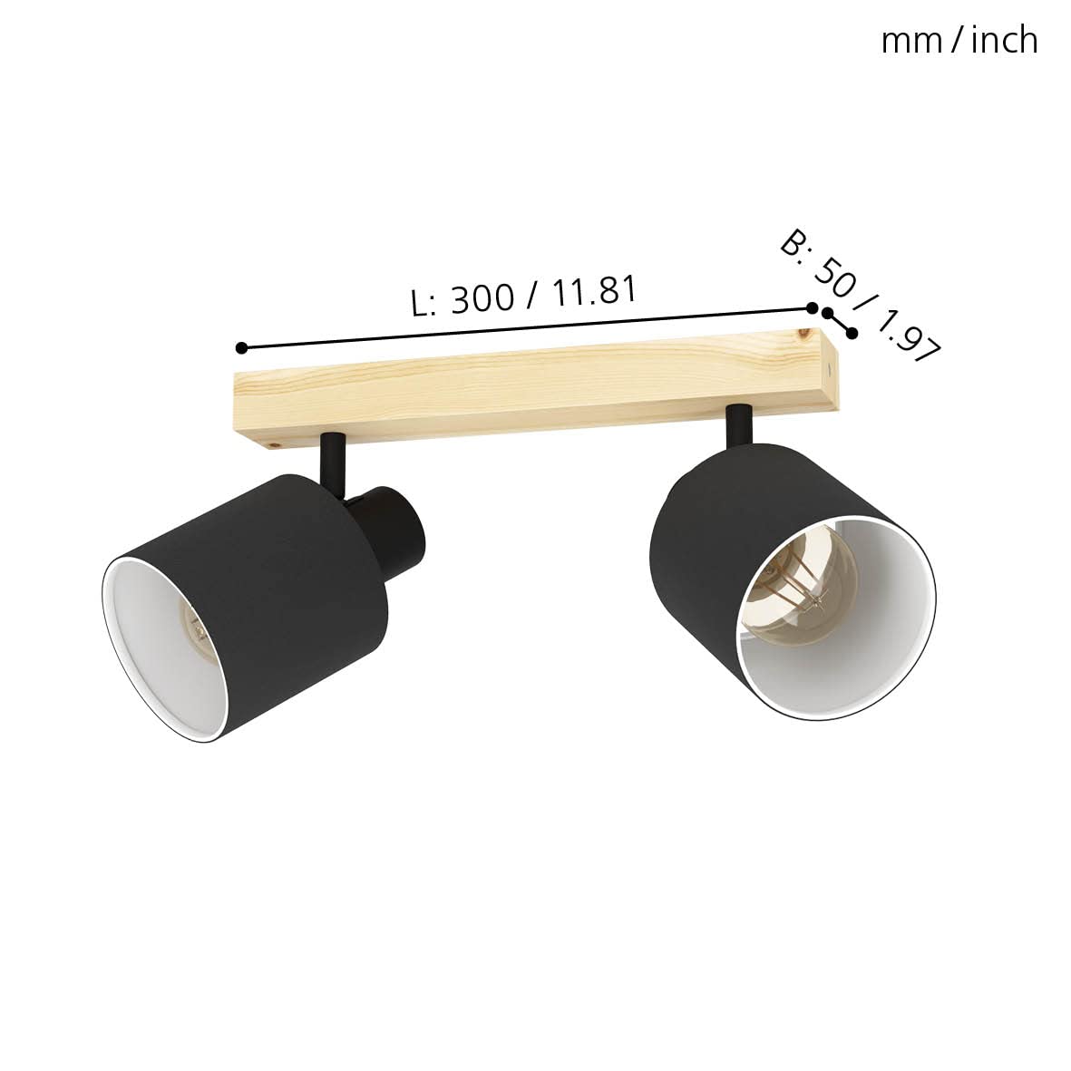 eglo-batallas-deckenstrahler-2-flammig-e27-holz-natur-schwarz-textilschirm image 5