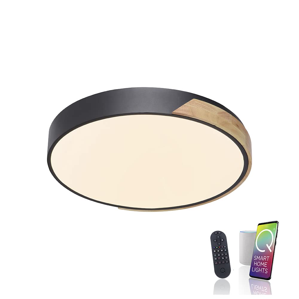 paul-neuhaus-q-nemo-led-deckenleuchte-schwarz-holz-eiche-cct-zigbee image 1