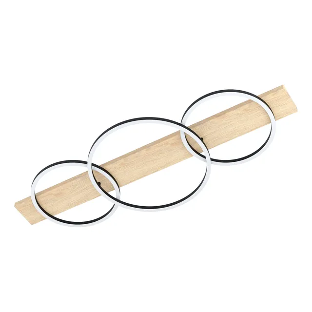 eglo-boyal-led-deckenleuchte-3-flammig-101-cm-holzbalken-eiche-mit-schwarz image 1