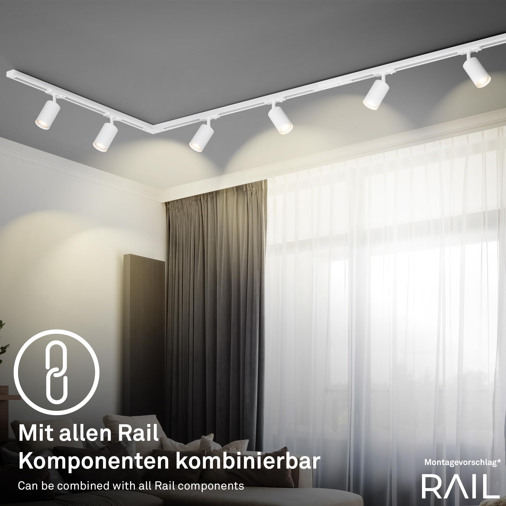 briloner-rail-schienensystem-komplettset-l-form-deckenleuchte-2-25-m-wei-4x-gu10 image 2