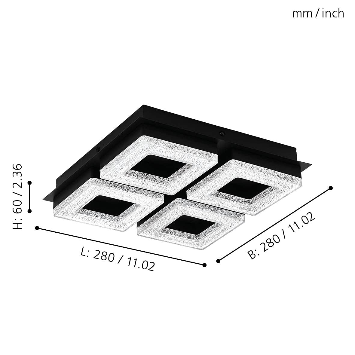 eglo-fradelo-1-led-deckenleuchte-eckig-28-cm-schwarz-mit-kristall image 4