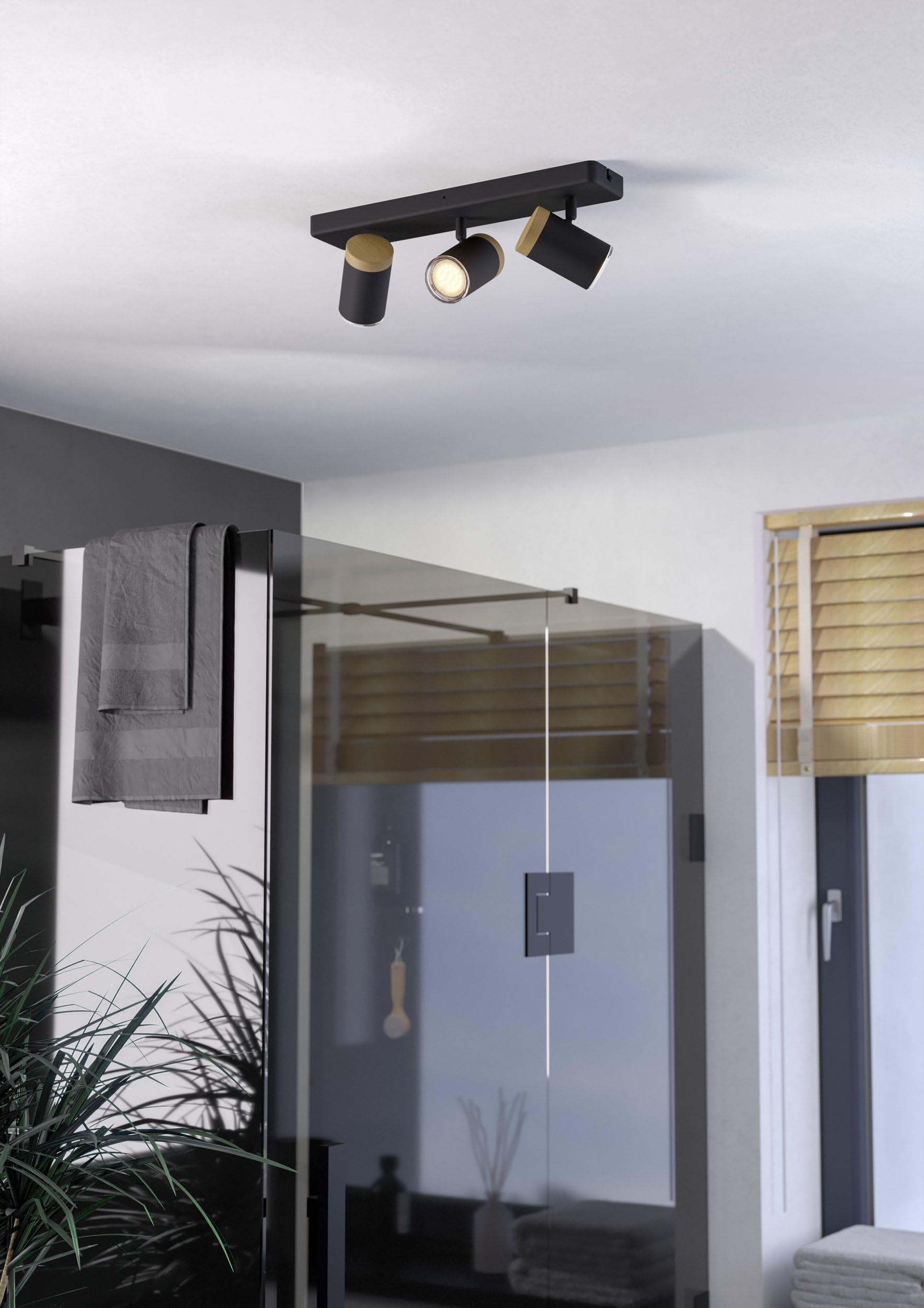 eglo-consuma-deckenlampe-3-flammig-spotbalken-gu10-ip44-stahl-schwarz-mit-holz image 2
