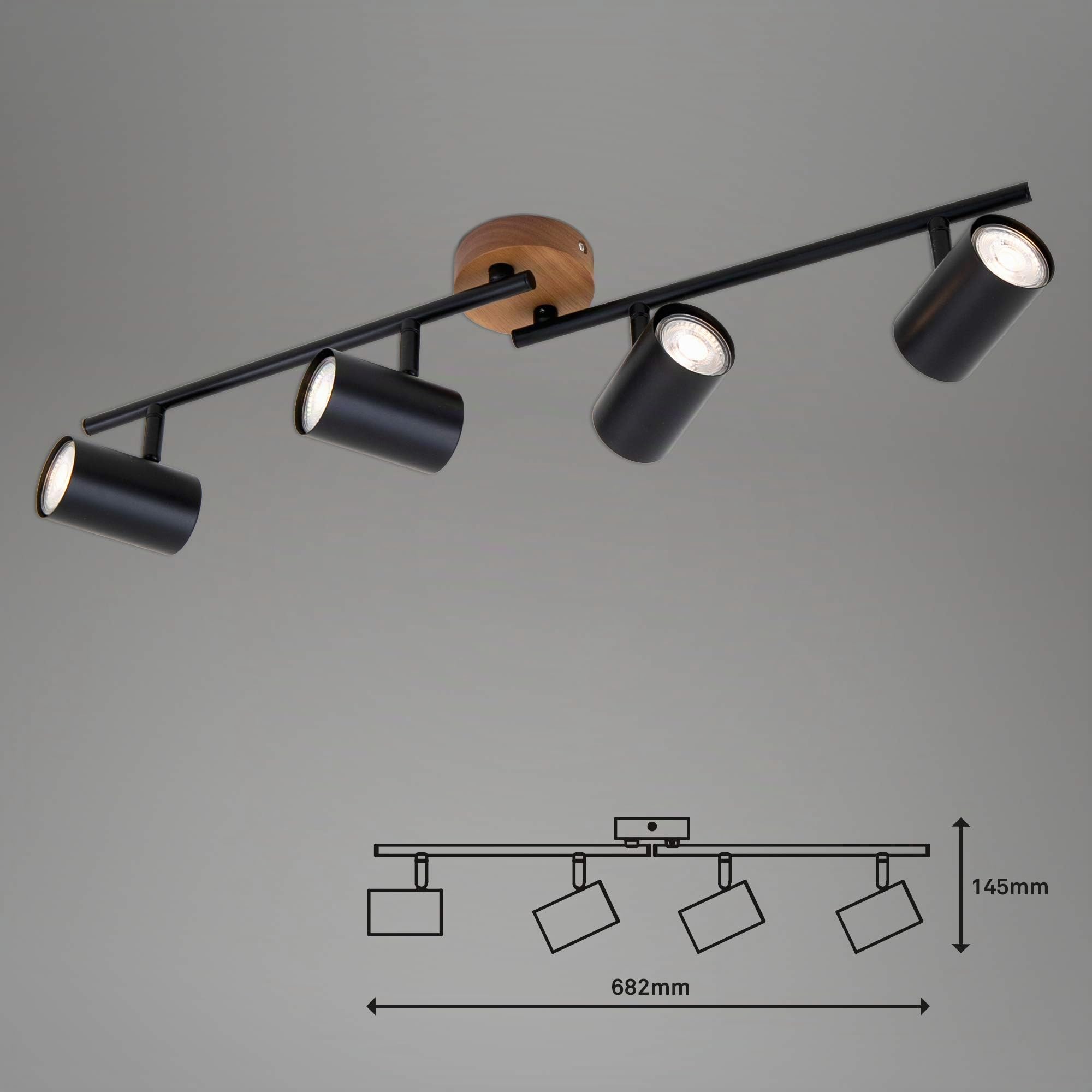 briloner-deckenstrahler-4-flammig-gu10-holzbasis-schwarz-68-2-cm image 4