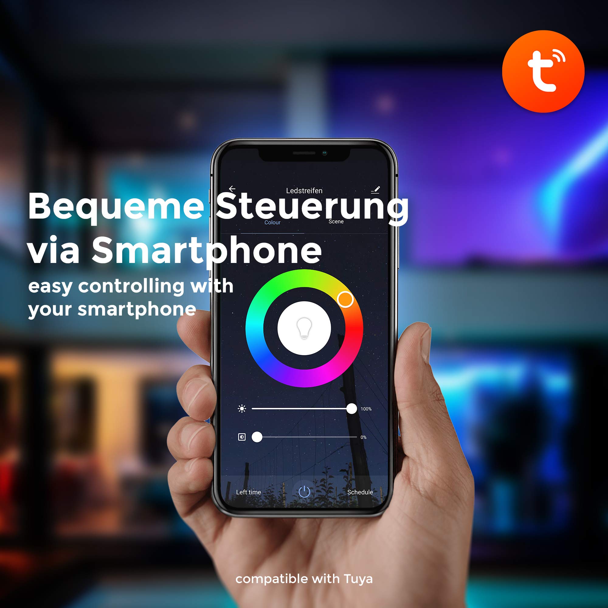 b-k-licht-smart-usb-led-strip-2m-rgb-dimmbar-wifi-app-sprache-schwarz image 3