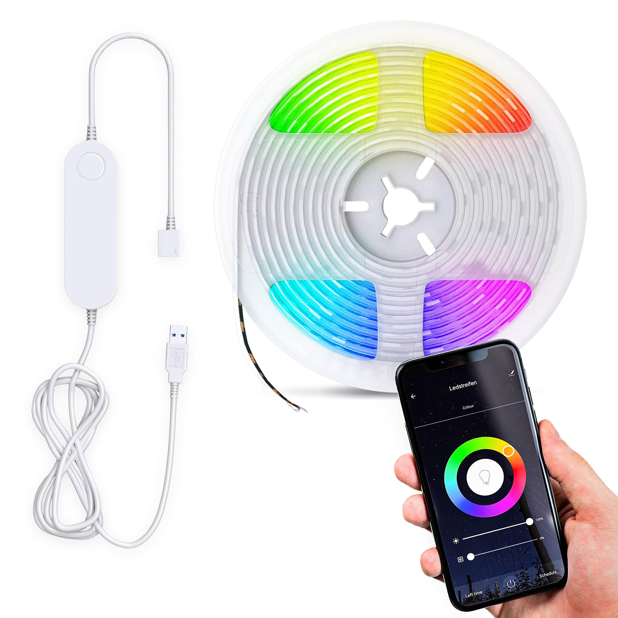 b-k-licht-smart-usb-led-strip-2m-rgb-dimmbar-wifi-app-sprache-schwarz image 2