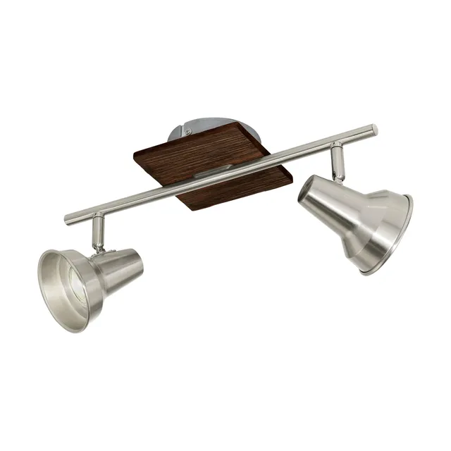 eglo-filipina-deckenlampe-2-flammig-spotbalken-nickel-matt-holz-gu10 image 1