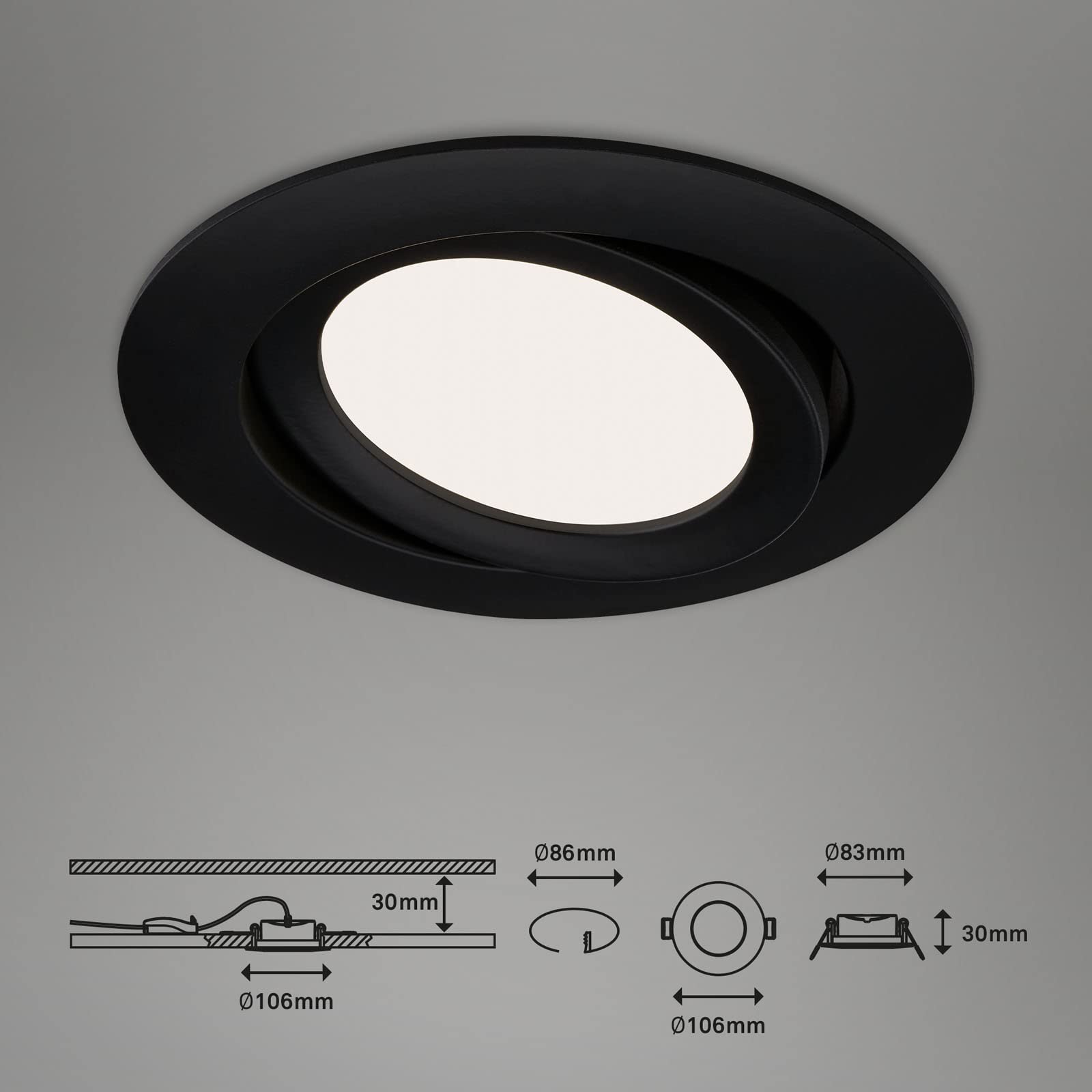 briloner-led-einbauleuchten-3er-set-schwarz-matt-schwenkbar-7w-600lm-4000k-ip23 image 8