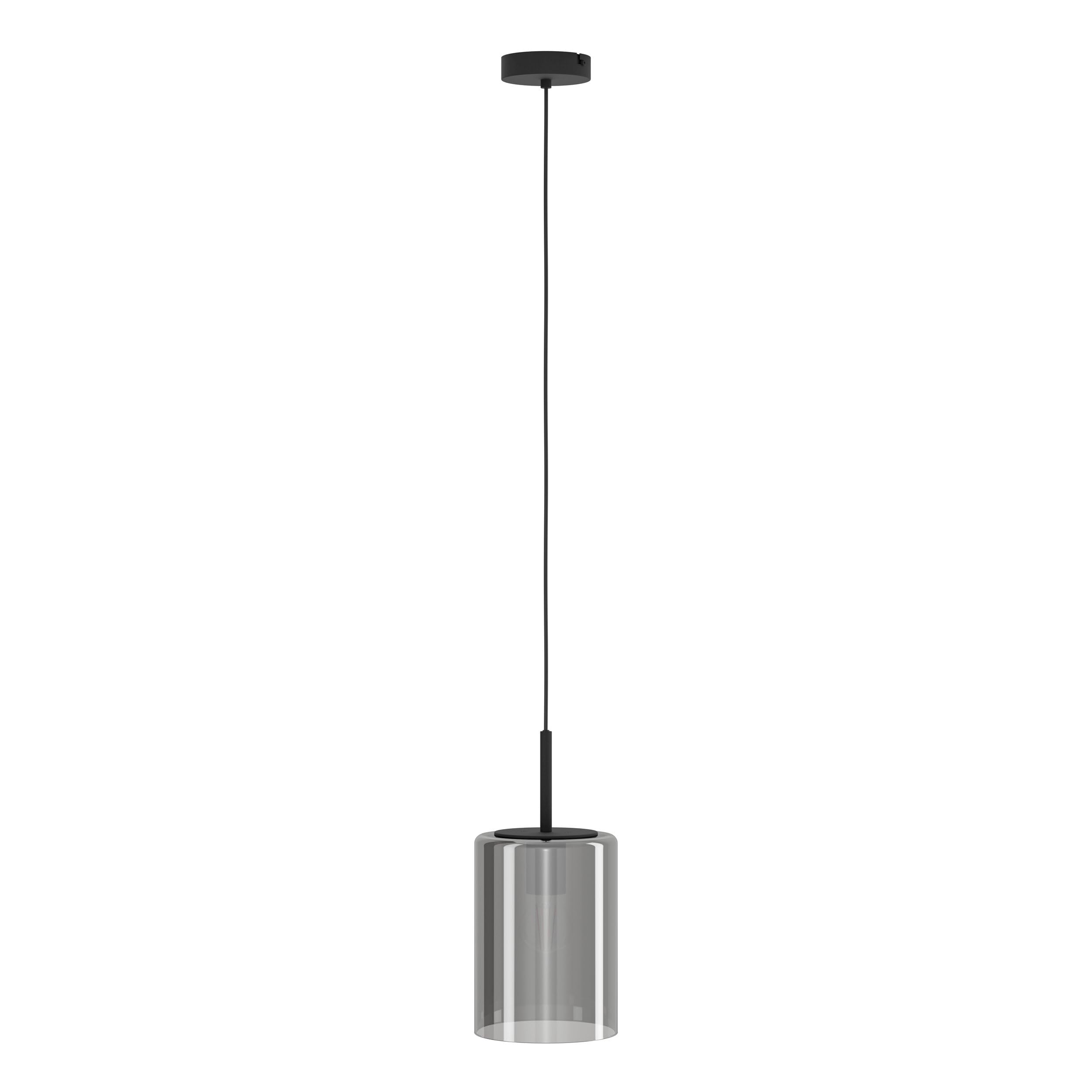 eglo-cadaques-1-pendelleuchte-e27-16-cm-stahl-silber-mit-rauchglas image 2