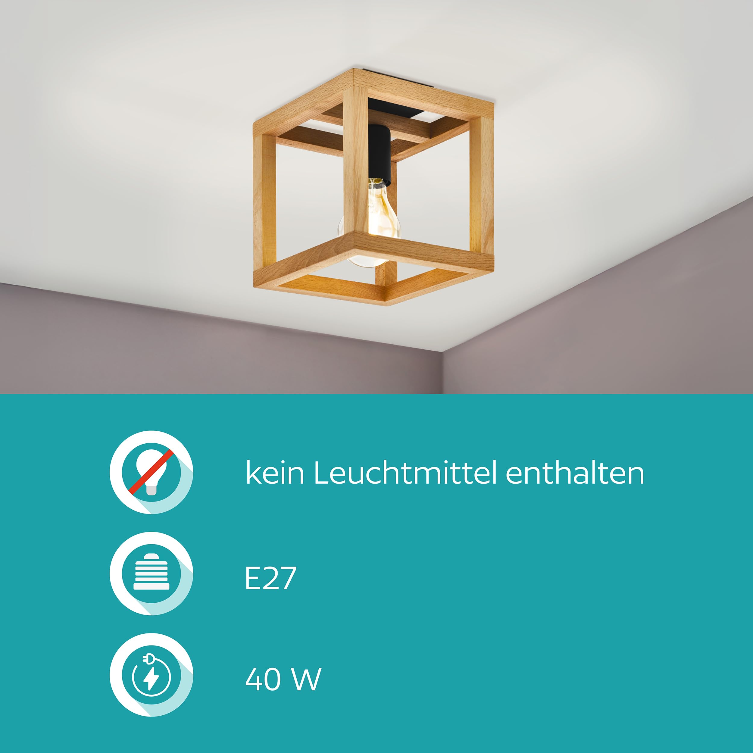 eglo-blackcrown-deckenleuchte-kubus-20x20-cm-schwarzer-stahl-mit-holzrahmen-e27 image 5