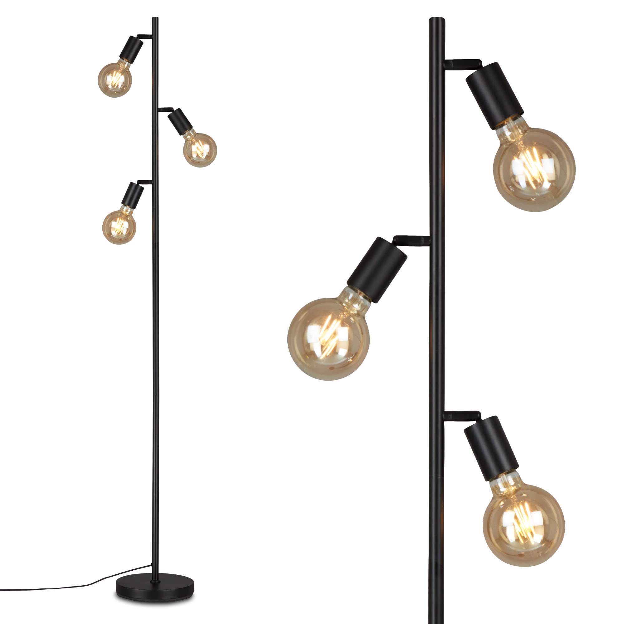 briloner-stehleuchte-3-flammig-schwenkbar-retro-schwarz-3x-e27-160cm image 1