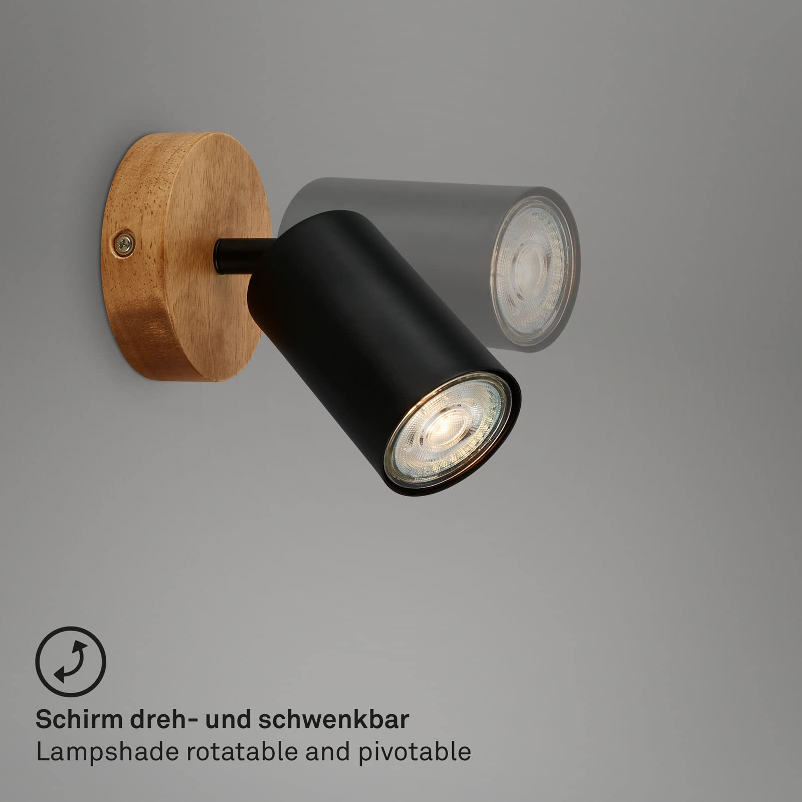 briloner-wandleuchte-innen-schwenkbar-holz-schwarz-gu10-9x8-5-cm image 3