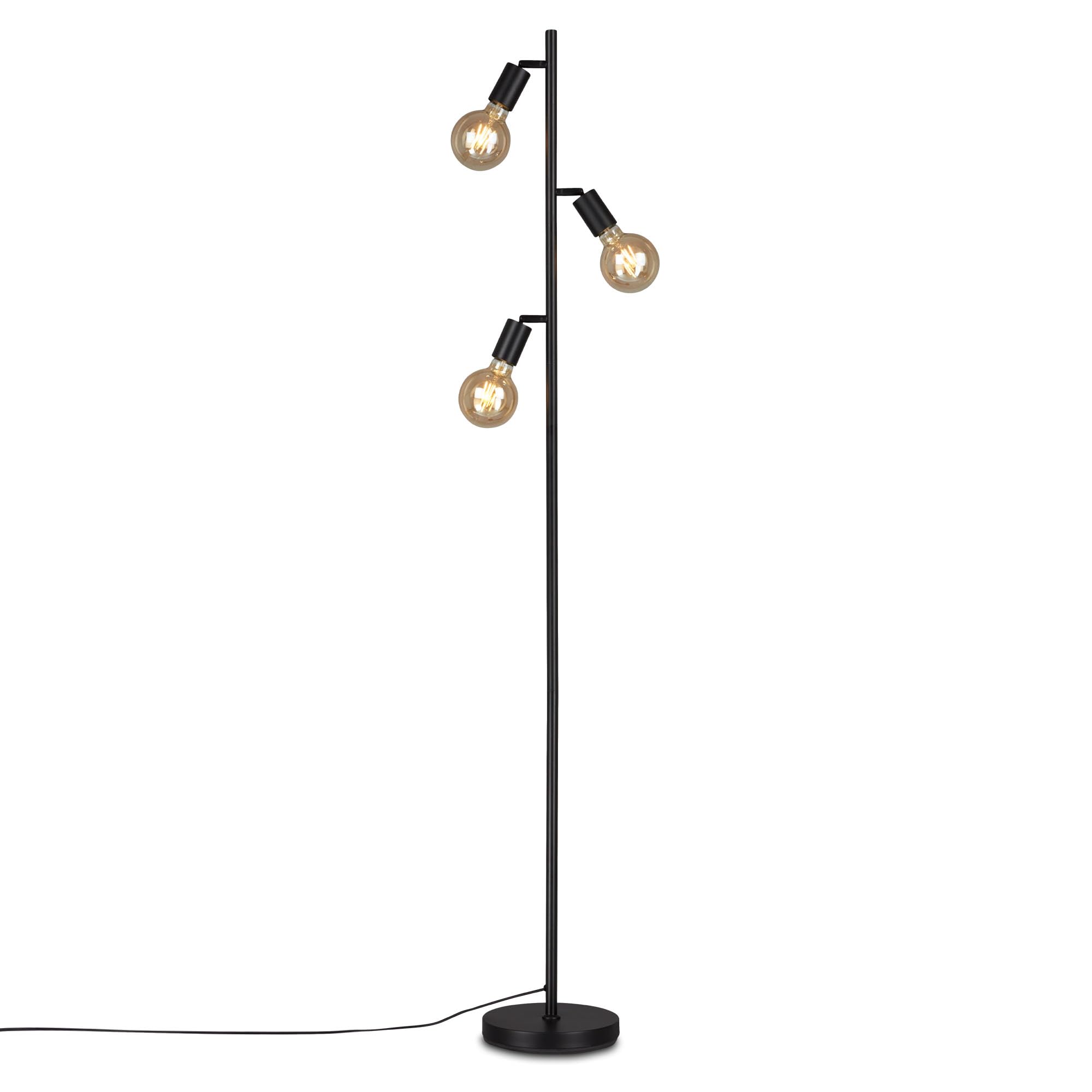 briloner-stehleuchte-3-flammig-schwenkbar-retro-schwarz-3x-e27-160cm image 2