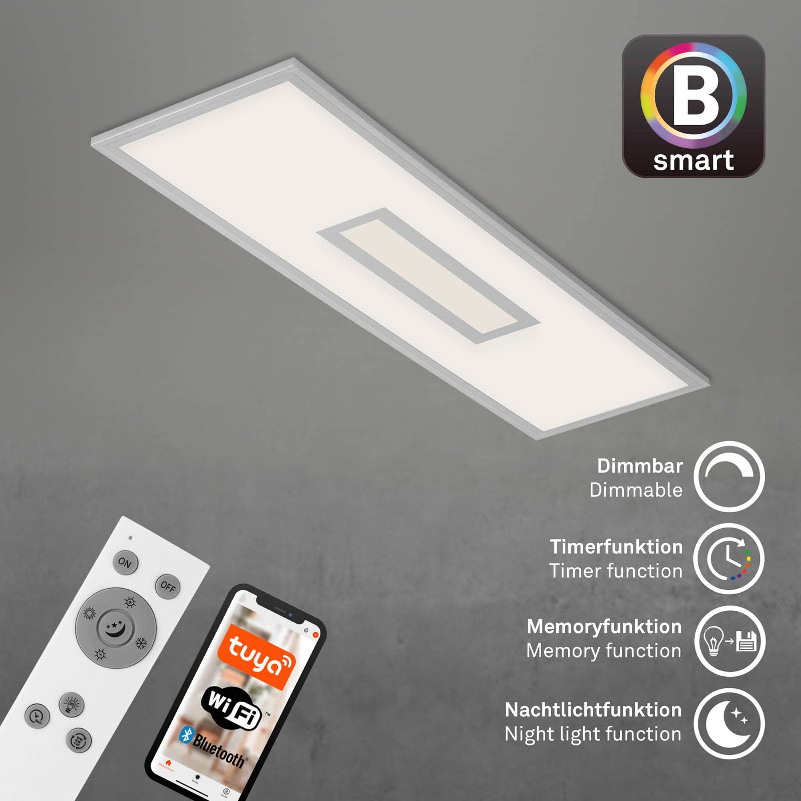 briloner-smart-home-led-deckenlampe-panel-100cm-rgb-cct-alexa-silberfarbig-28w image 5