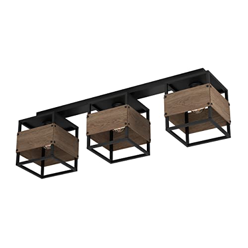 eglo-evesham-tischlampe-e27-industrial-holz-dunkelbraun-schwarz-25-cm image 8