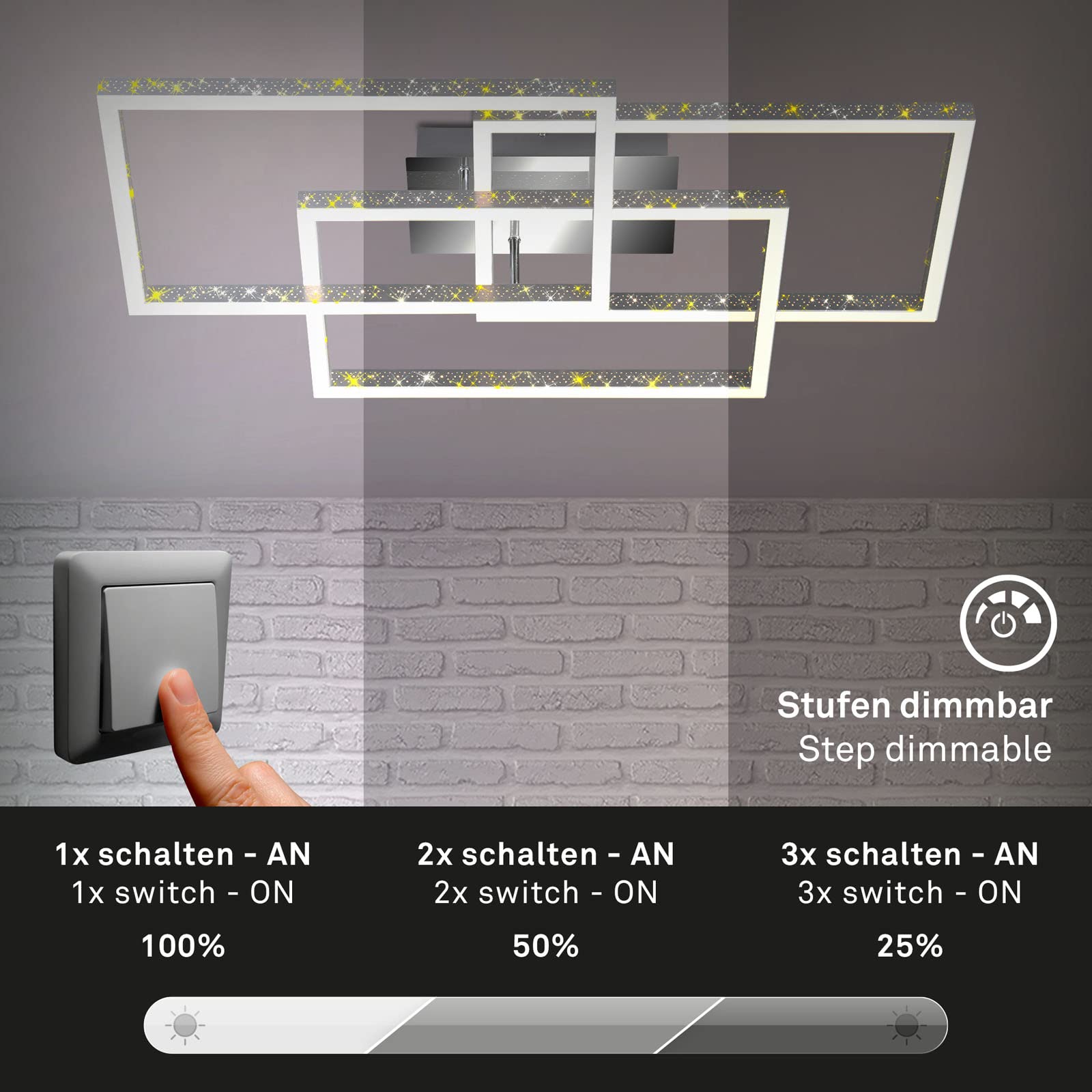 briloner-led-frame-deckenleuchte-dimmbare-rahmenleuchte-mit-glitzereffekt-alu-ch image 3