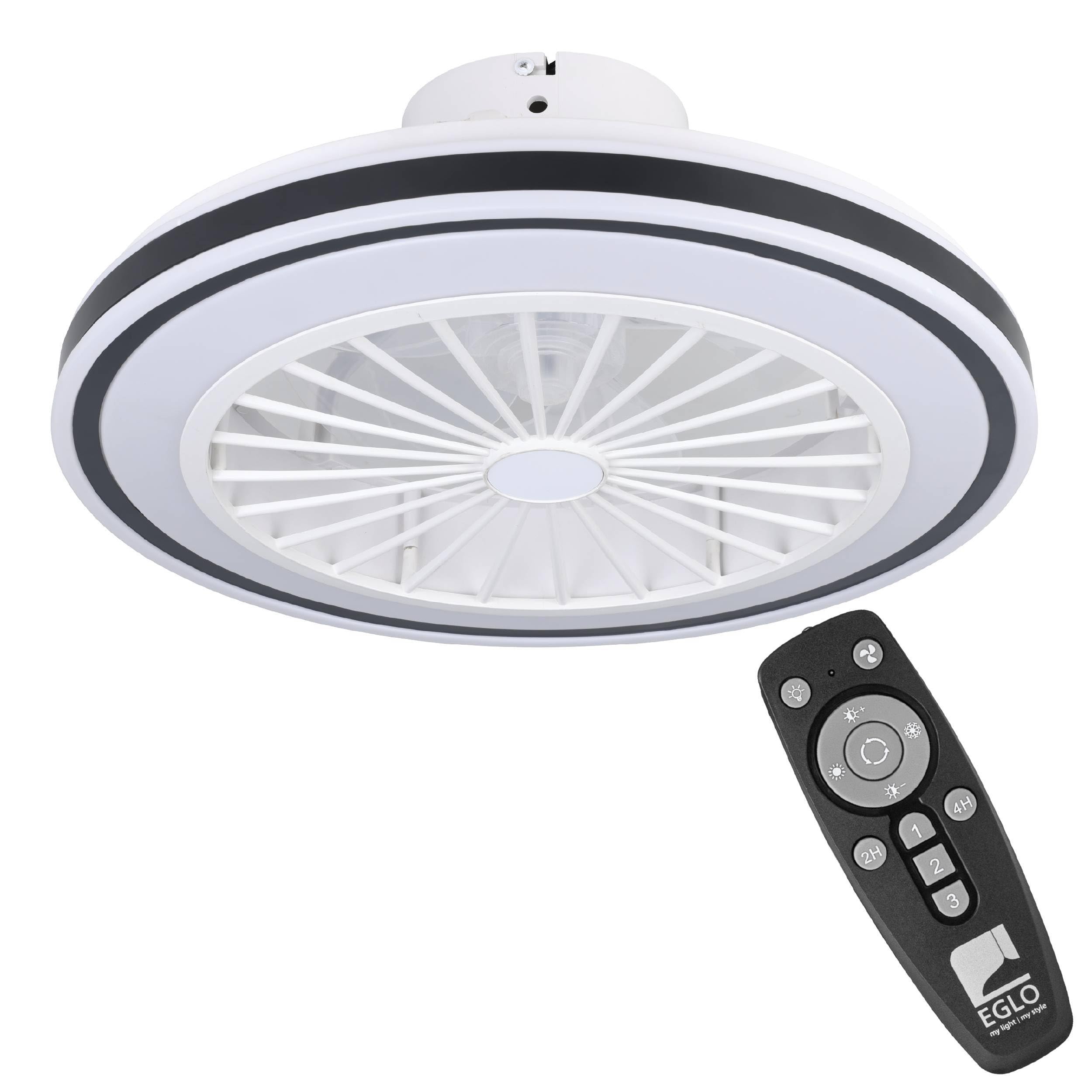eglo-almeria-deckenventilator-mit-led-48-cm-schwarz-wei-dimmbar-fernbedienung image 1