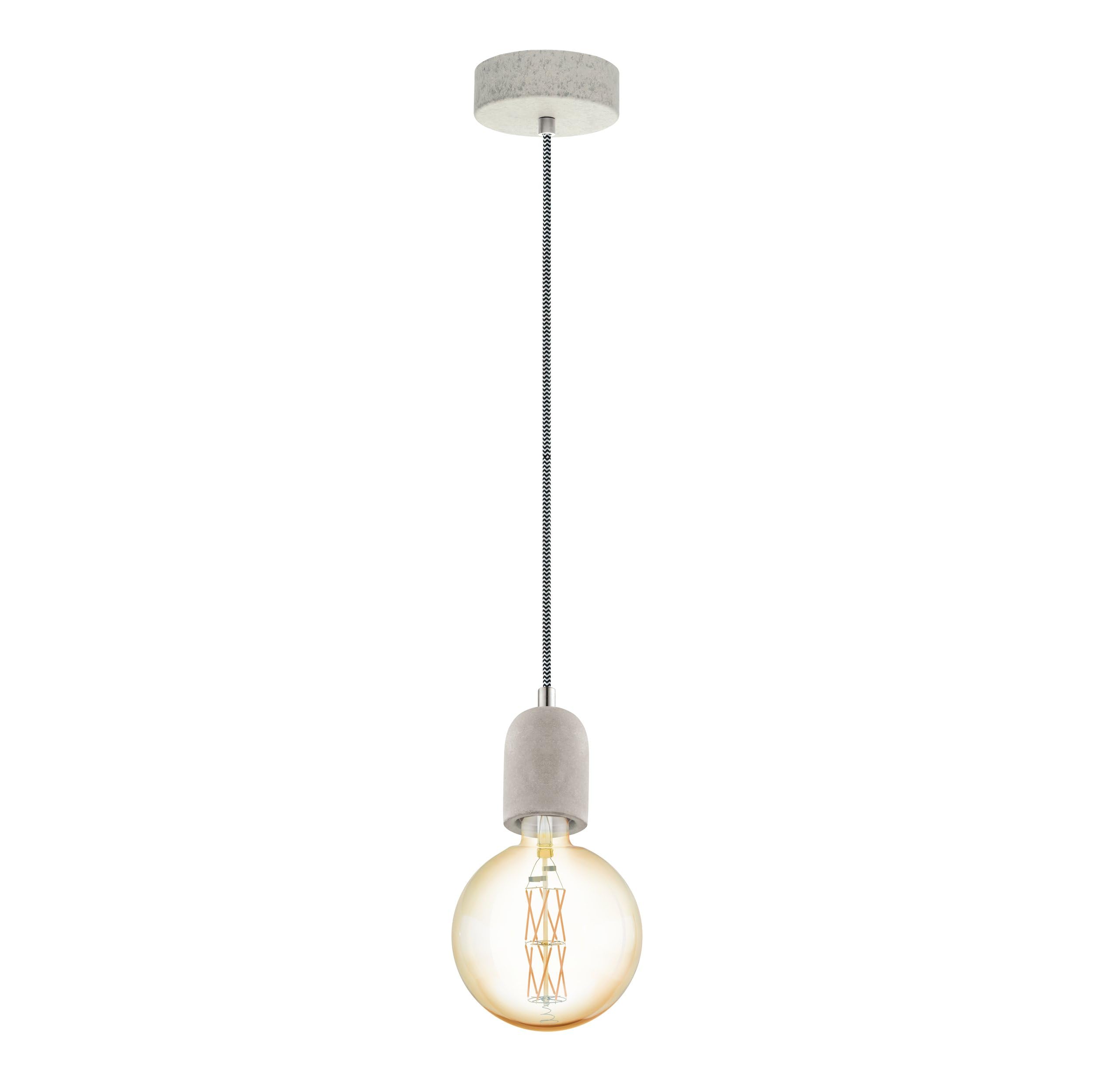 eglo-yorth-vintage-pendelleuchte-e27-grau-beton-optik-schnurpendel-industrial-mi image 1