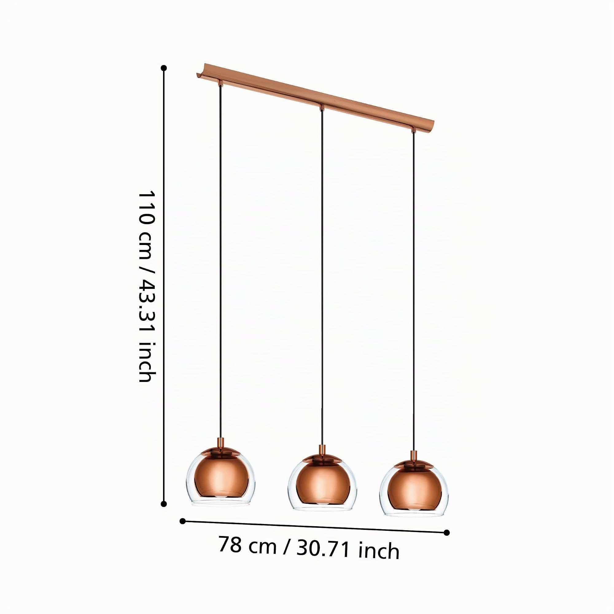 eglo-rocamar-pendelleuchte-3-flammig-h-ngelampe-metall-kupfer-glas-klar-e27 image 7