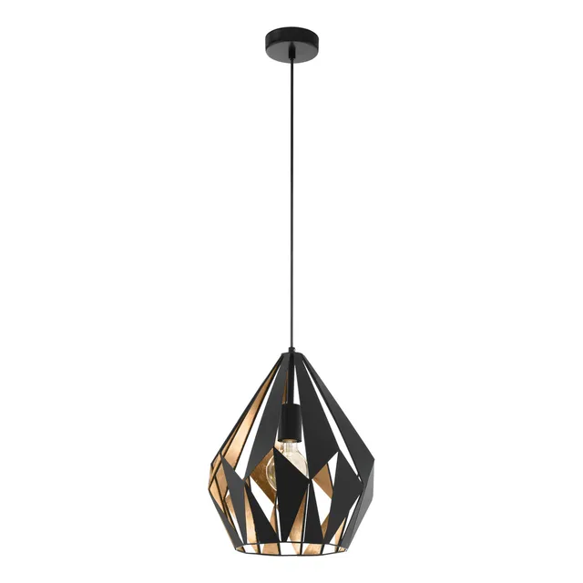 eglo-carlton-1-pendelleuchte-e27-31-cm-metall-schwarz-gold-vintage image 1