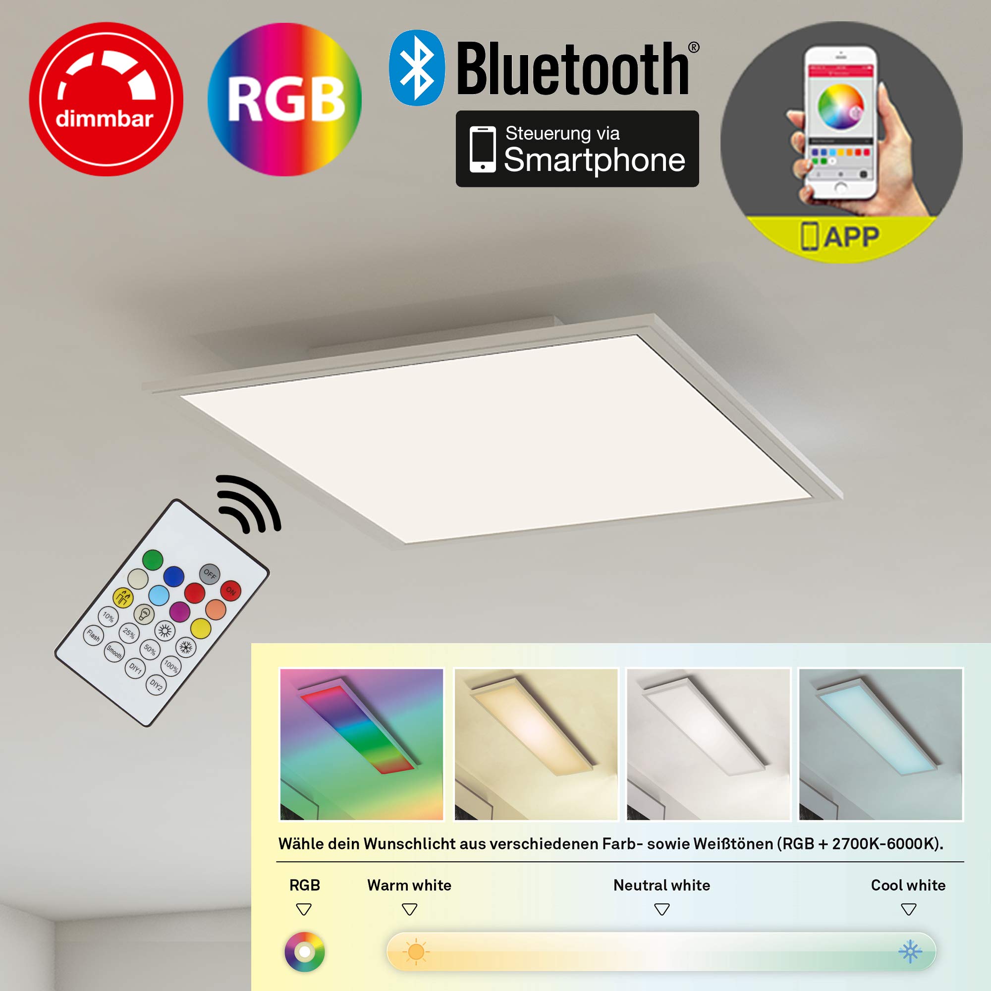 briloner-led-decken-panel-quadratisch-29-5-cm-dimmbar-cct-app image 2
