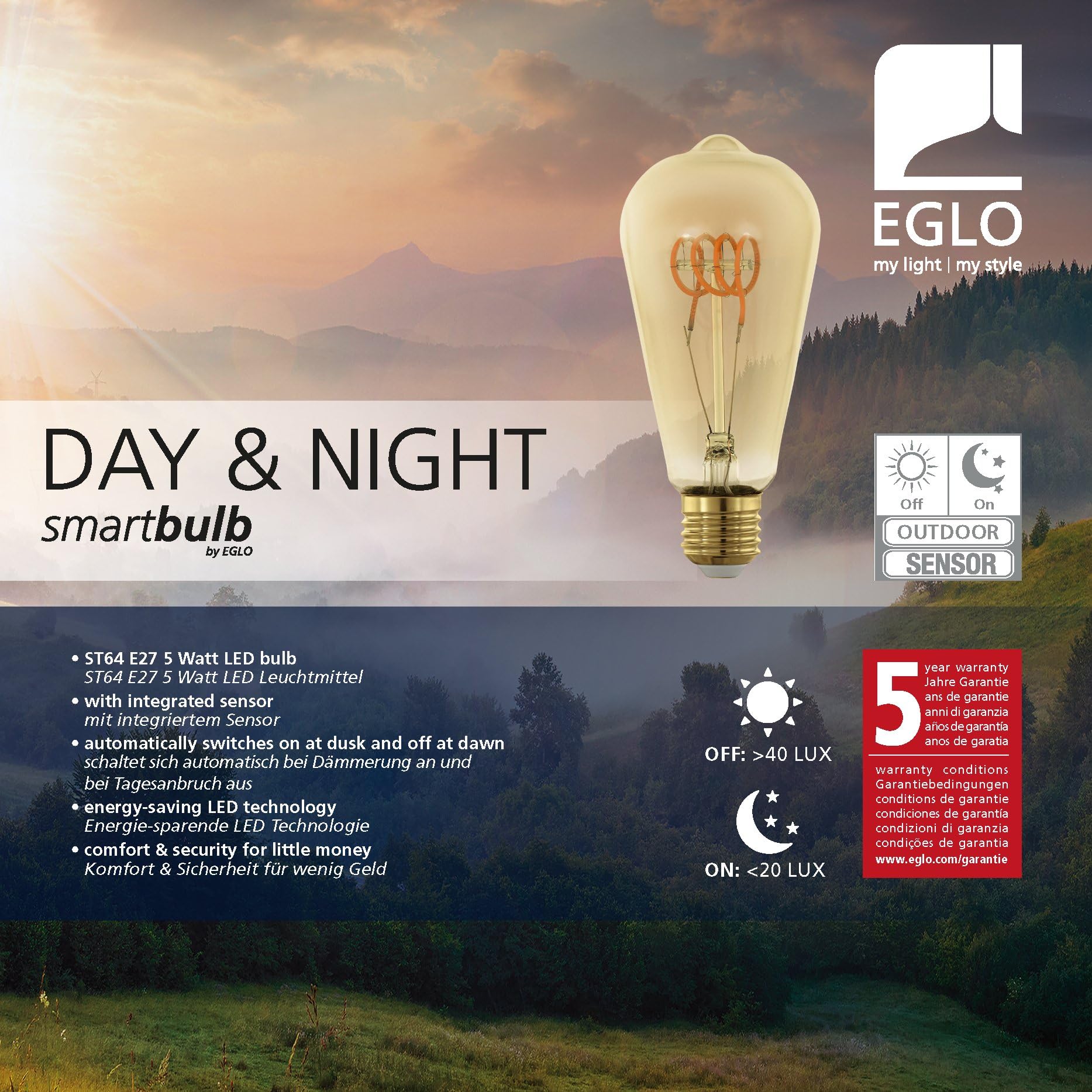 eglo-tag-nacht-e27-amber-vintage-filament-led-st64-mit-sensor image 3