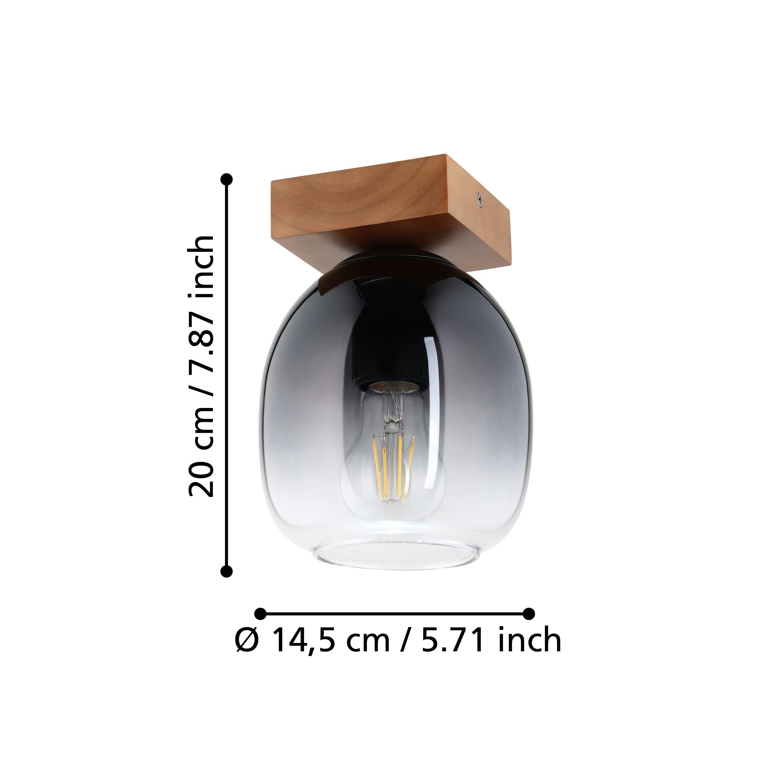 eglo-filago-deckenleuchte-holz-walnuss-braun-glas-schwarz-transparent-e27-14-5-c image 3