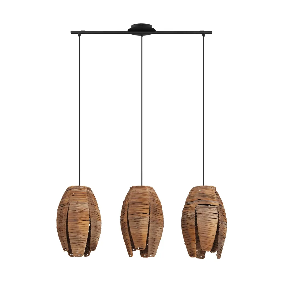 eglo-mongu-1-pendelleuchte-3-flammig-bast-natur-schwarz-e27 image 1