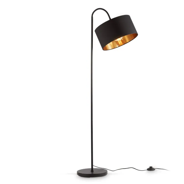 b-k-licht-stehlampe-vintage-bogenlampe-schwenkbar-mit-fussschalter-stoffschirm-2 image 1