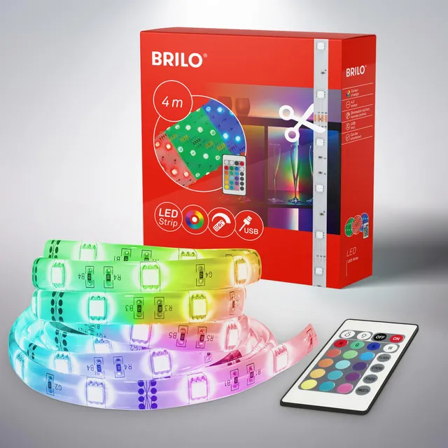 briloner-led-strip-4-m-rgb-usb-dimmbar-mit-fernbedienung-wei image 1