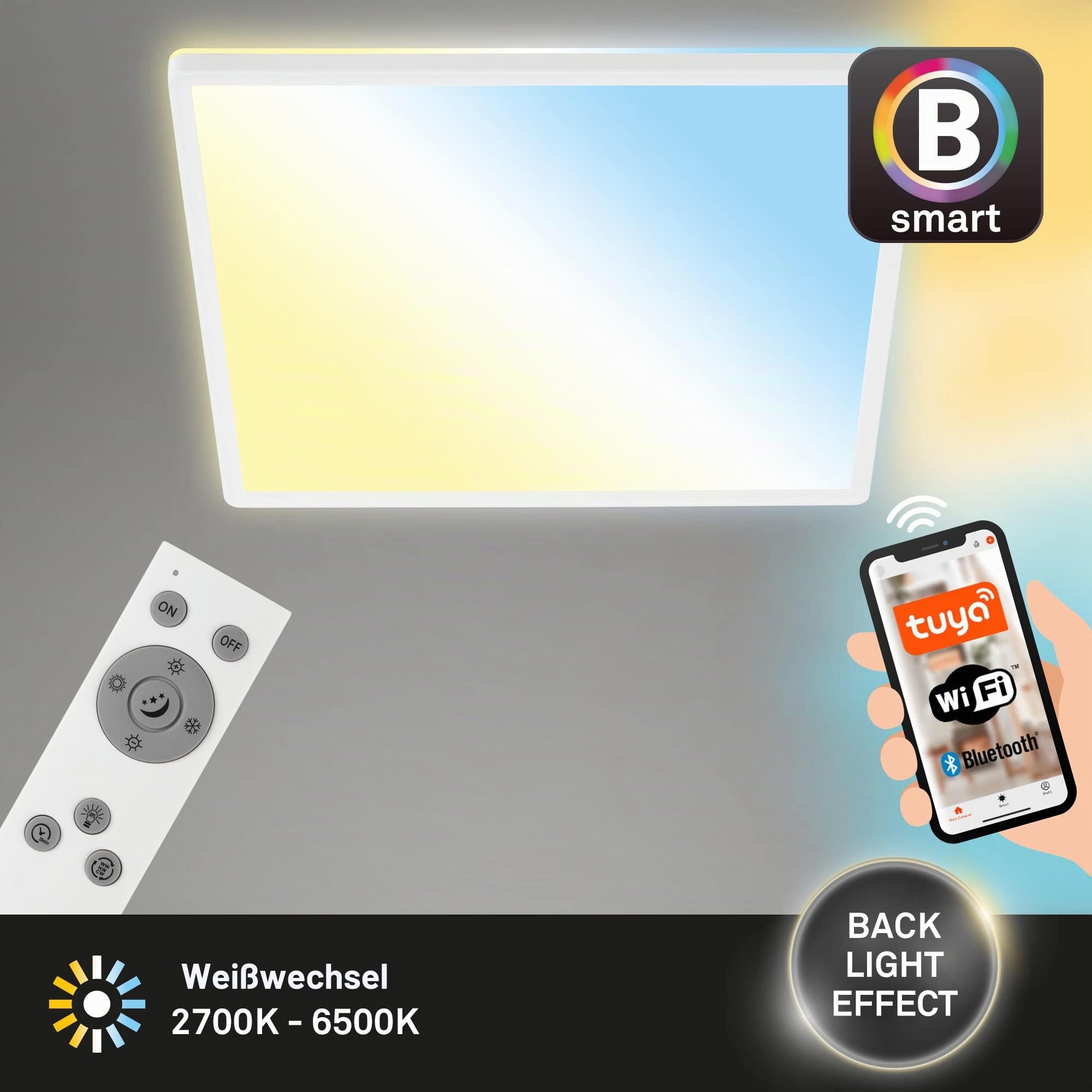 briloner-smart-home-led-deckenlampe-flach-42x42-cm-wei-mit-alexa-fernbedienung-u image 2