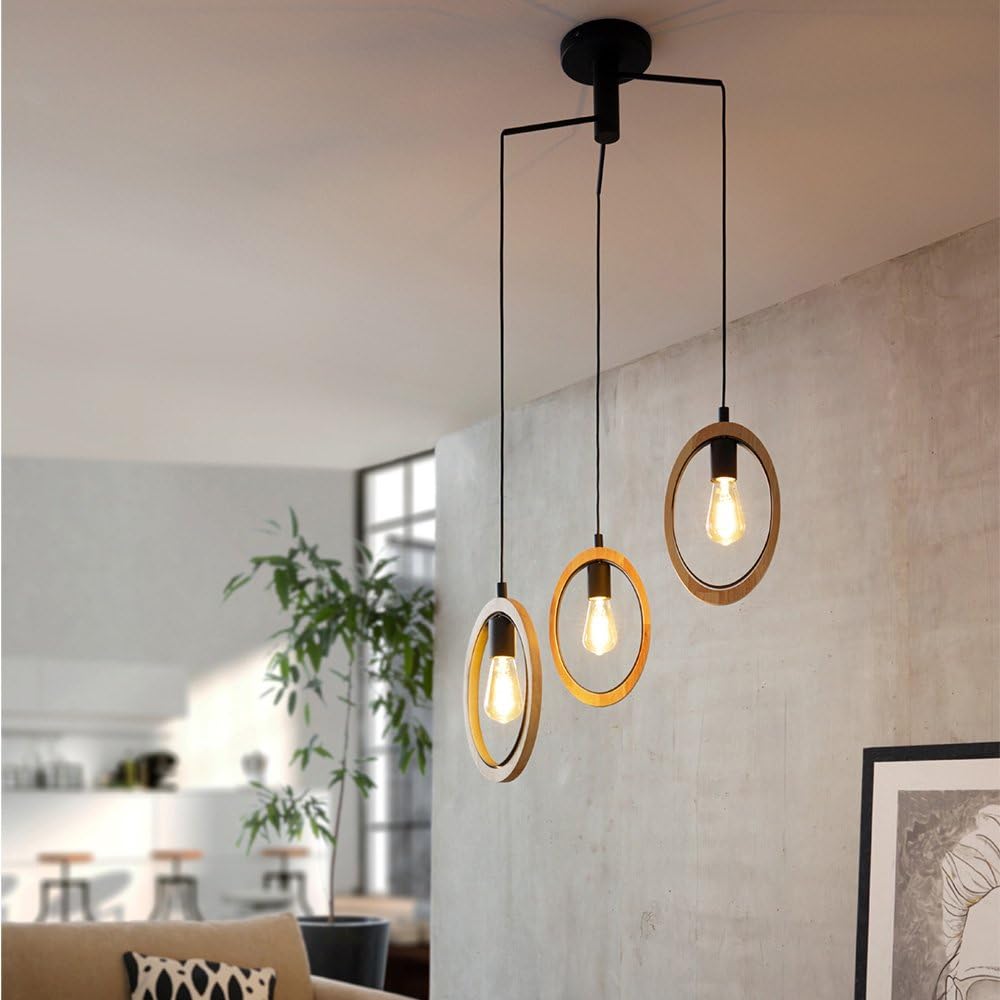 eglo-basildon-pendelleuchte-3-flammig-vintage-industrial-schwarz-natur-61-5-cm image 2