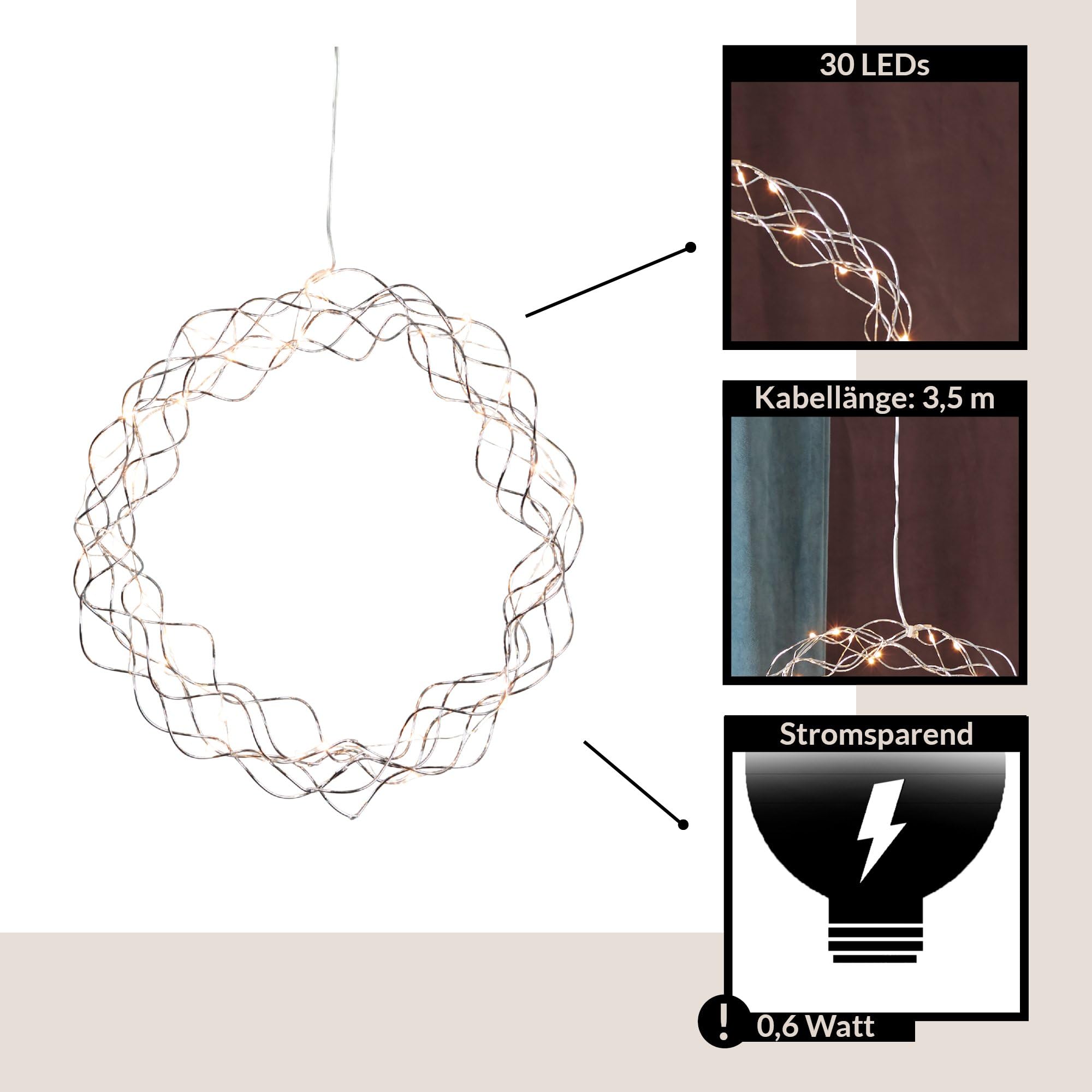eglo-led-lichterkranz-fensterlicht-weihnachten-30-cm-30-leds-warmwei image 2
