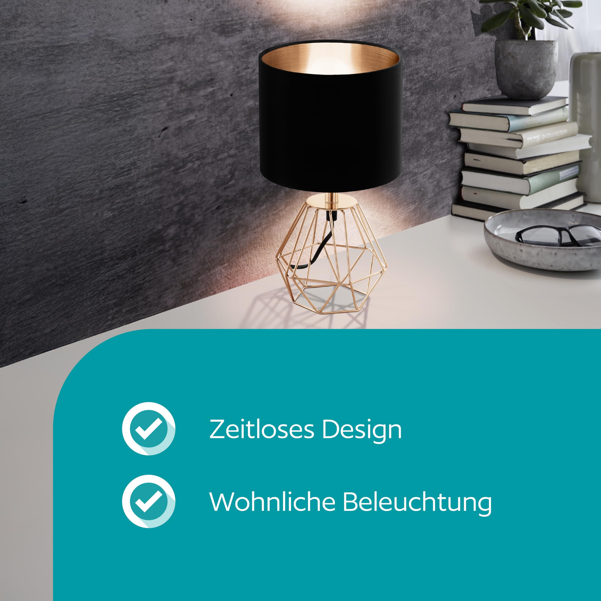 eglo-carlton-2-nachttischlampe-vintage-e14-kupfer-schwarz image 2