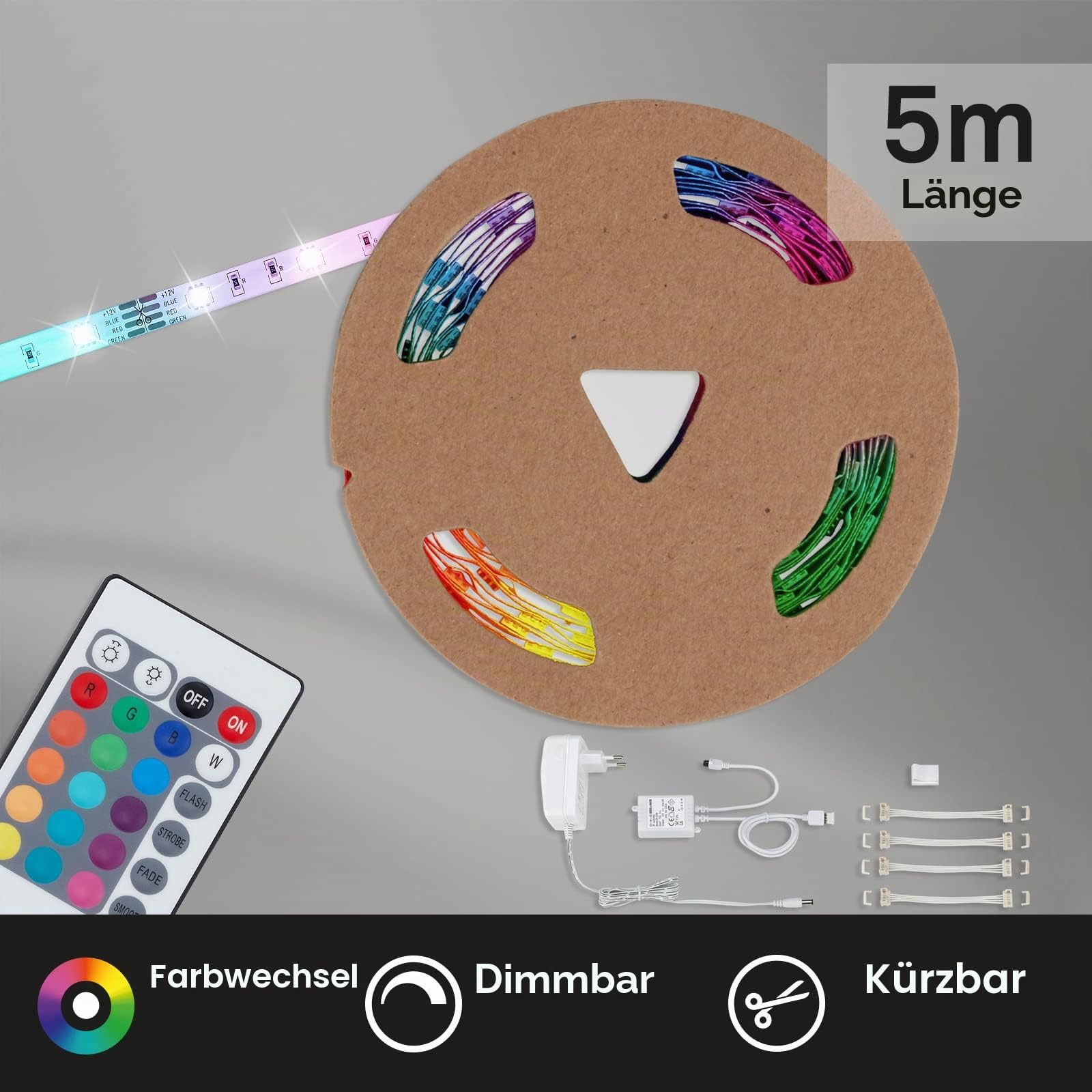 briloner-led-strip-5-m-rgb-mit-fernbedienung-150-leds-24w-selbstklebend image 2