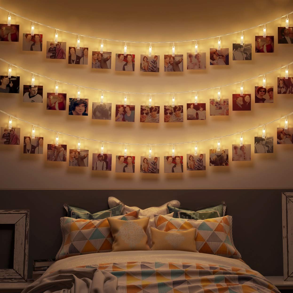 b-k-licht-led-foto-lichterkette-5m-mit-40-clips-super-warmwei-transparent image 1
