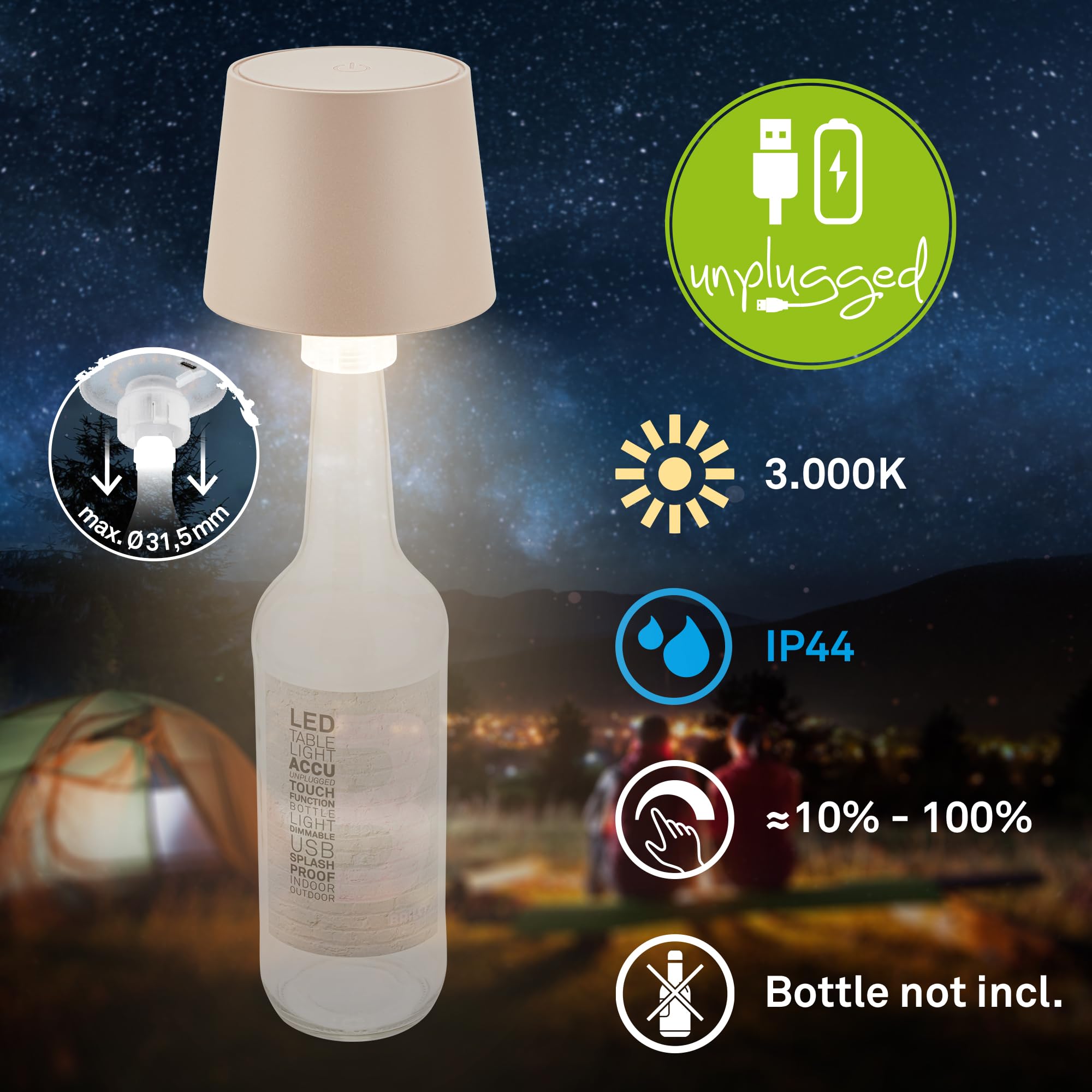 briloner-led-flaschenlampe-kabellos-touch-dimmbar-warmwei-akku-tischleuchte-beig image 2
