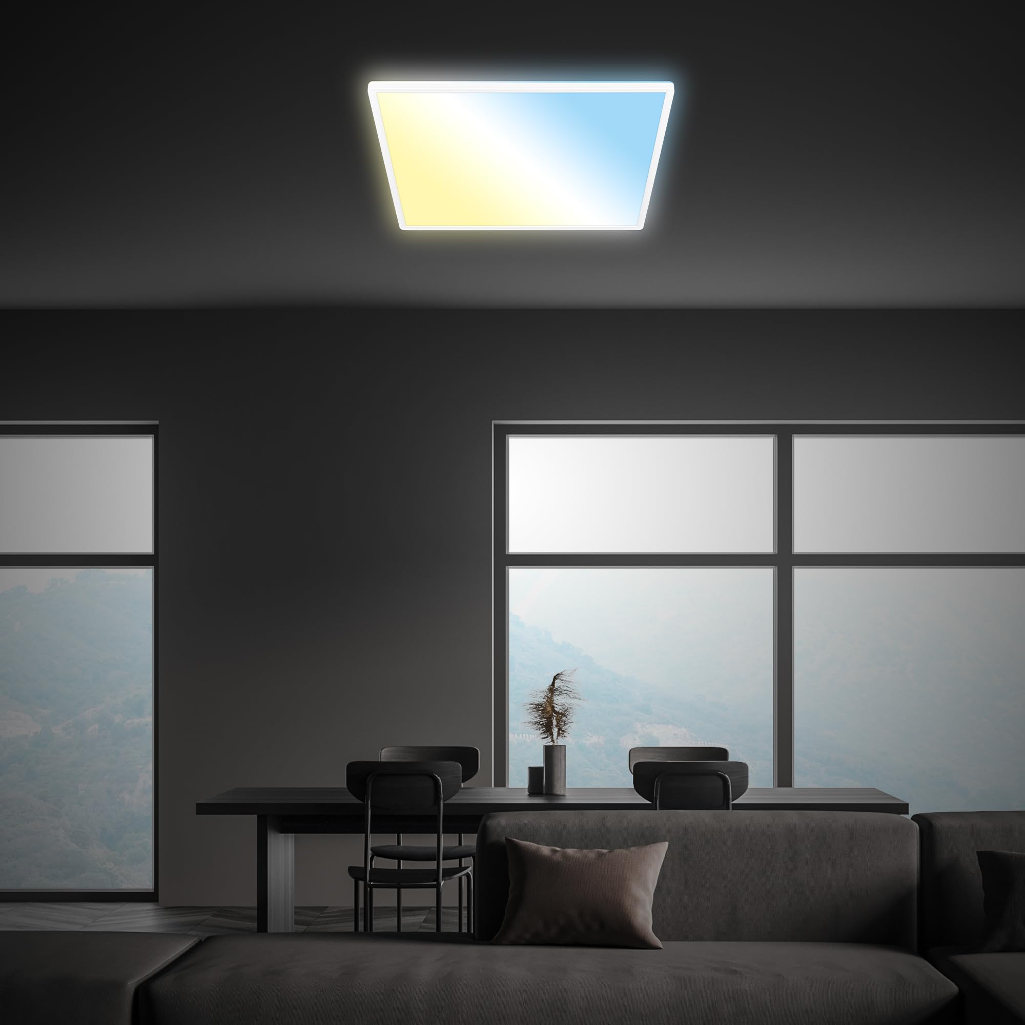 briloner-led-deckenlampe-flach-56-x-56-cm-dimmbar-mit-fernbedienung-wei image 4