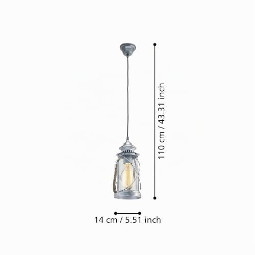 eglo-bradford-vintage-pendellampe-laterne-stahl-silber-antik-klares-glas-e27 image 7