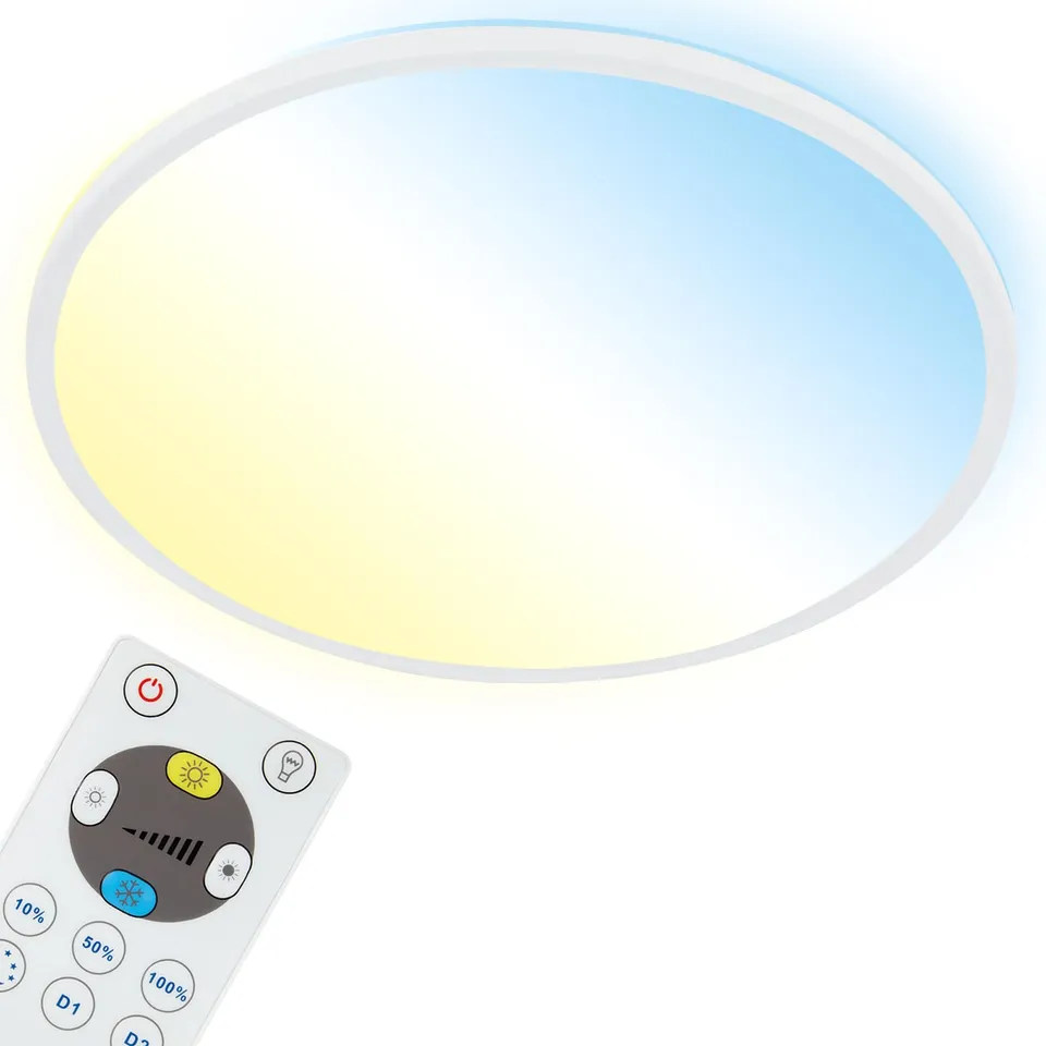briloner-led-deckenlampe-flach-42-cm-wei-mit-fernbedienung-22w-3000-lm image 1