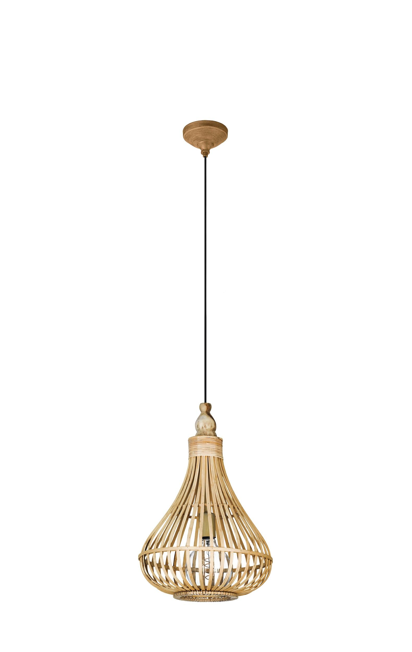 eglo-pendelleuchte-amsfield-35cm-vintage-holz-natur-boho-h-ngelampe-e27-stahl image 1