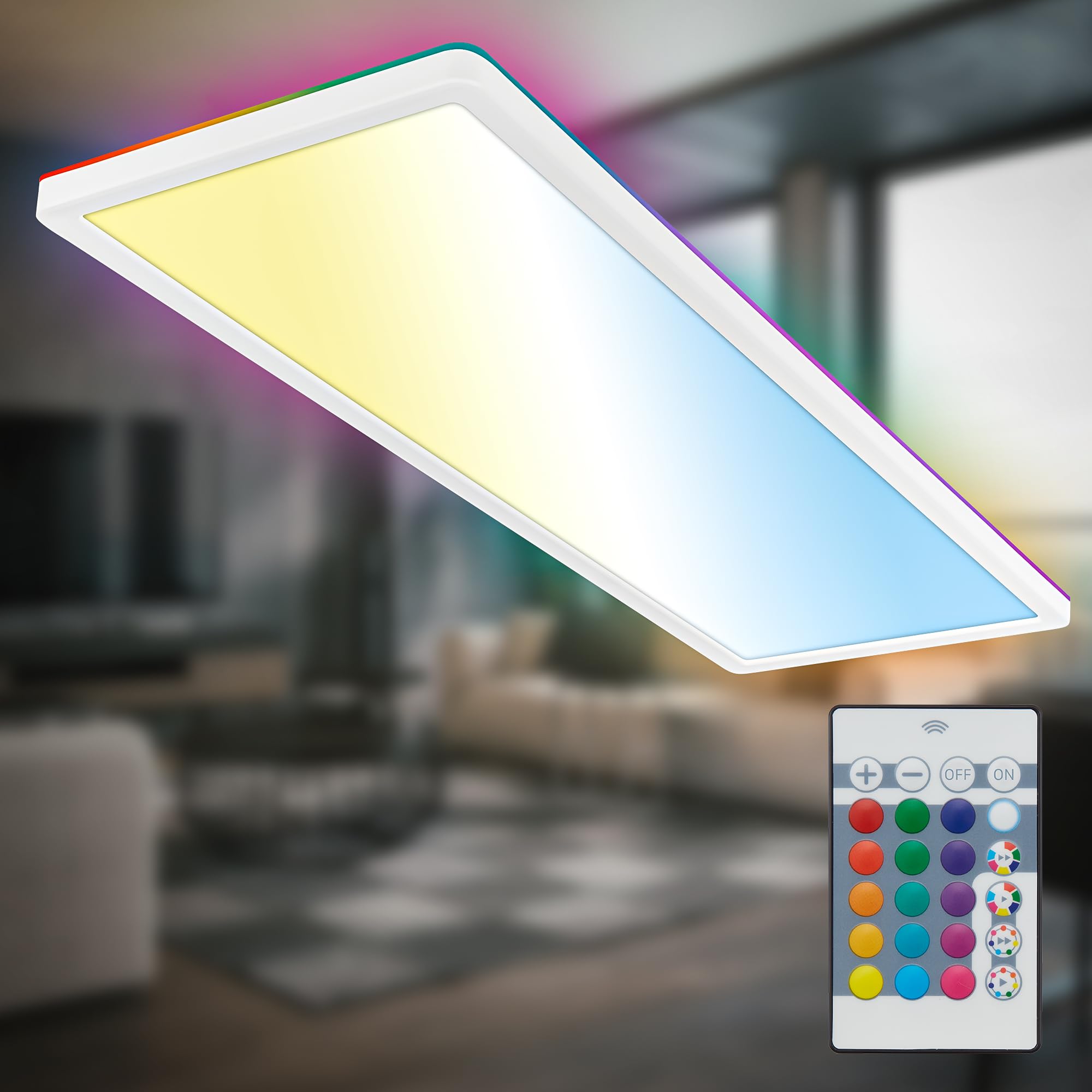 briloner-b-k-licht-led-deckenlampe-flach-58x20cm-mit-fernbedienung-rgb-backlight image 1