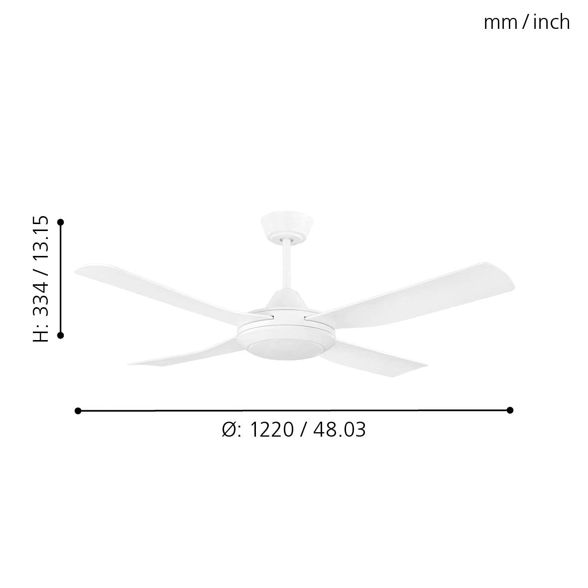 eglo-bondi-deckenventilator-mit-beleuchtung-122-cm-wei-matt-fernbedienung image 2