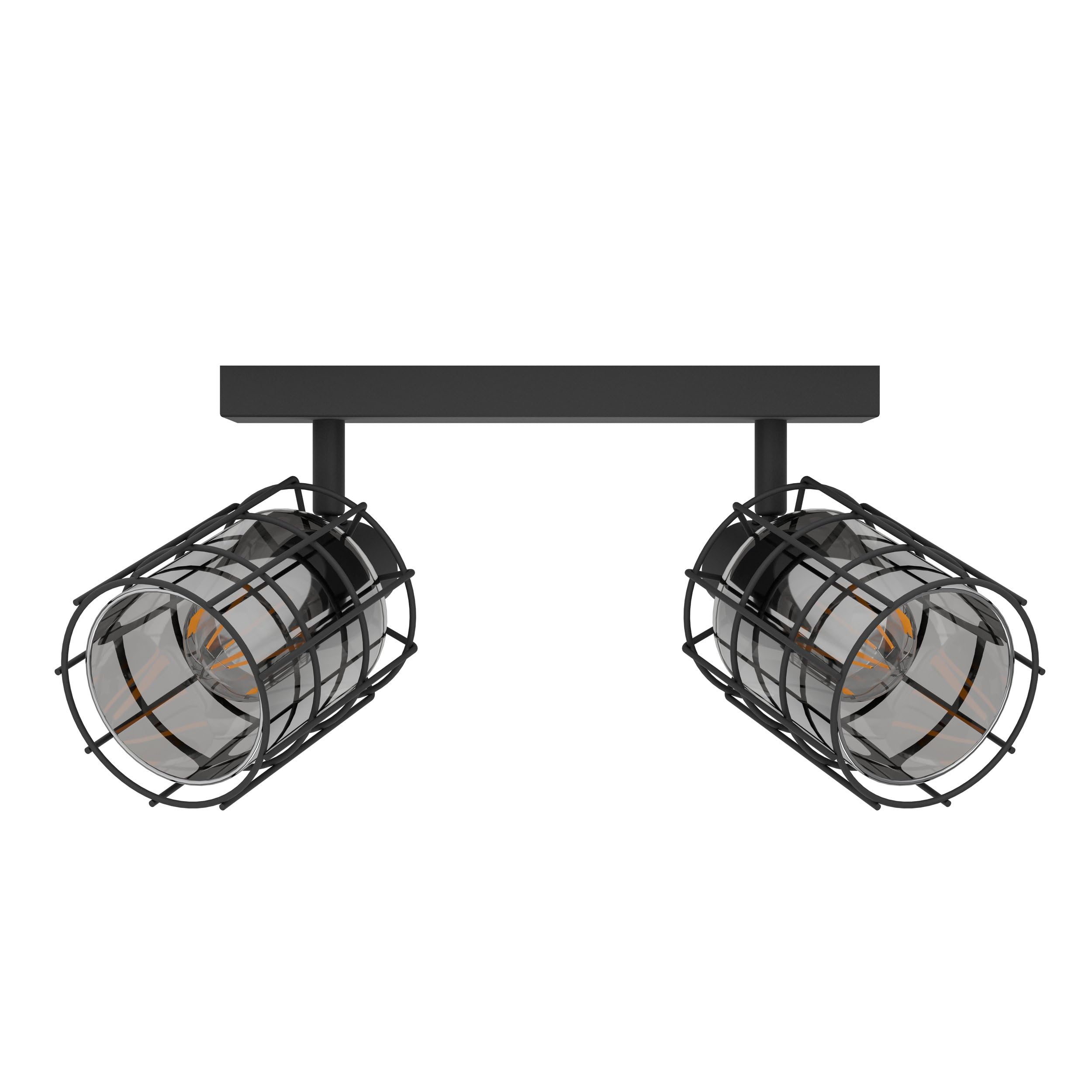 eglo-consaca-deckenstrahler-2-flammig-industrial-metall-rauchglas-e27 image 2