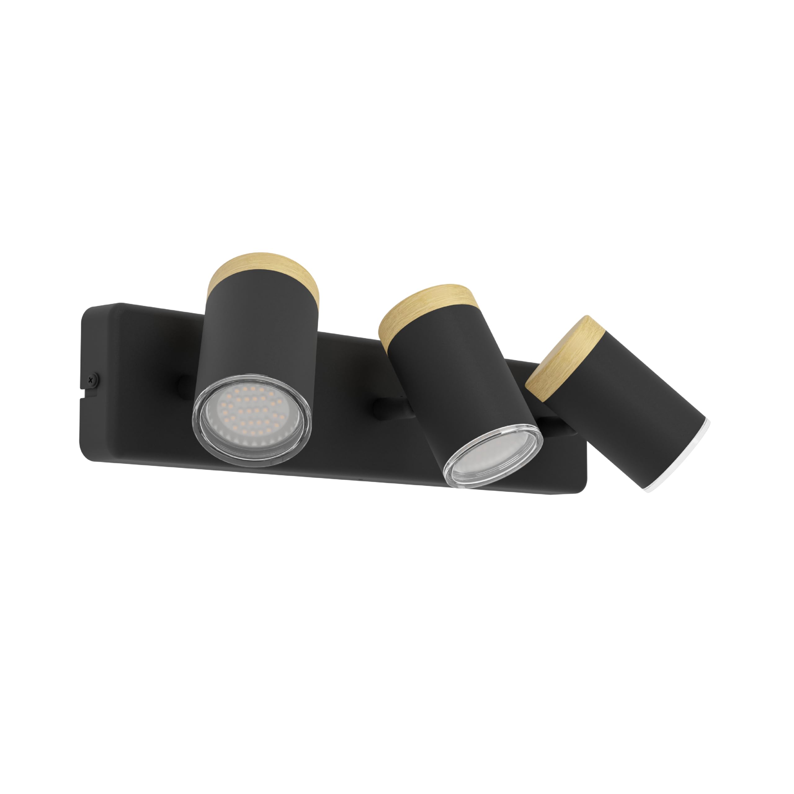 eglo-consuma-deckenlampe-3-flammig-spotbalken-gu10-ip44-stahl-schwarz-mit-holz image 1