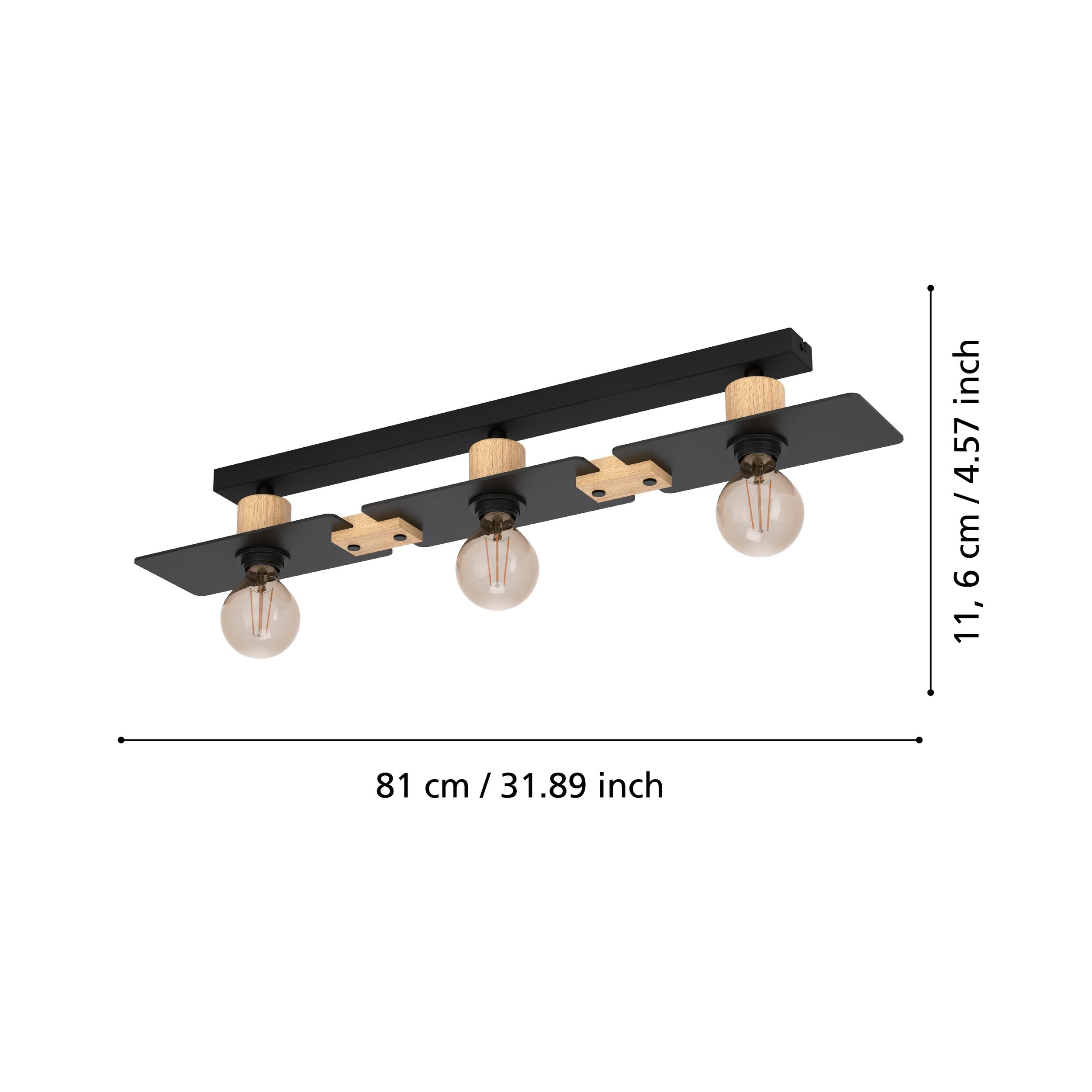 eglo-bramerton-3-flammige-deckenleuchte-holz-metall-schwarz-e27 image 3