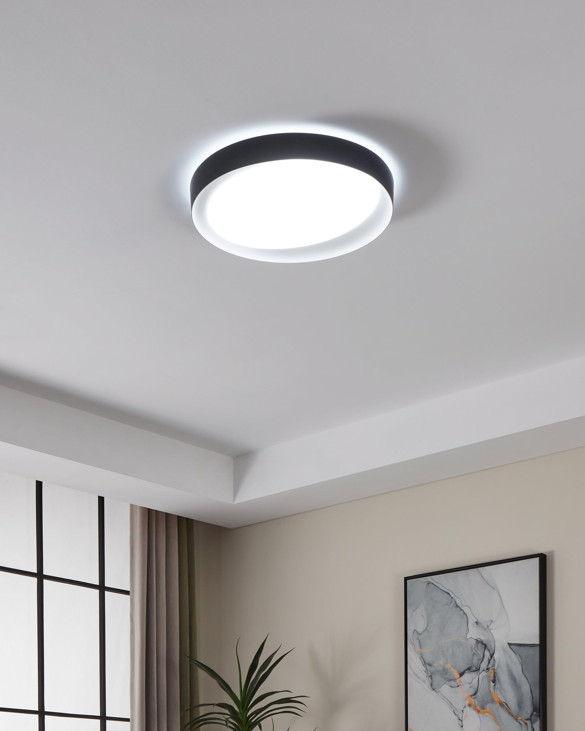 eglo-laurito-led-deckenleuchte-rund-mit-fernbedienung-schwarz-wei-49-cm image 2